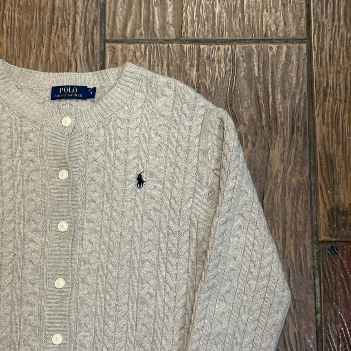 [HI] Polo 폴로 케이블 니트 가디건 베이지 상품이미지3