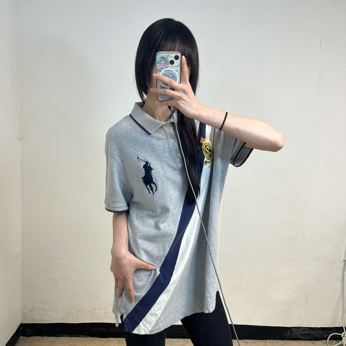 Polo grey big pony chiefkeef  collar Tee 상품이미지2