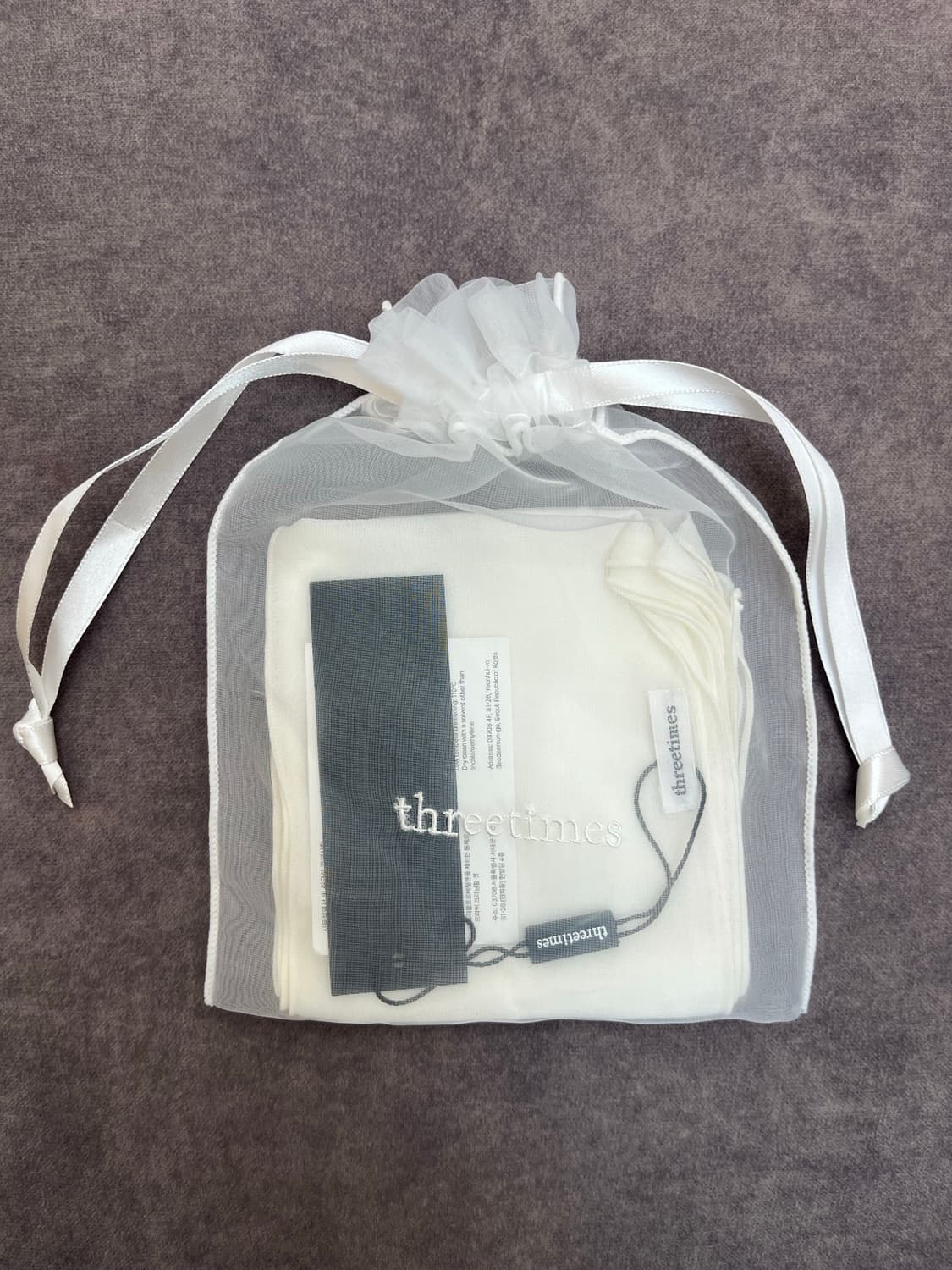 택O 새상품) 쓰리타임즈 쁘띠 쉬폰 머플러 아이보리 (예약중인 상품입니다 상품이미지3