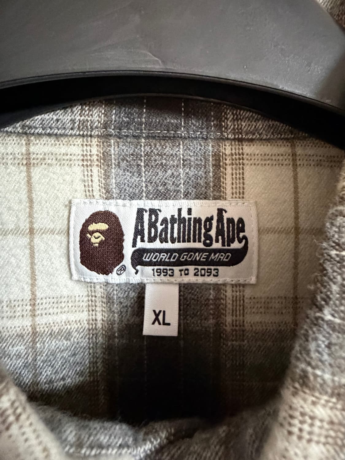 [XL] 베이프 에이프 헤드 원 포인트 플란넬 체크 셔츠 상품이미지5