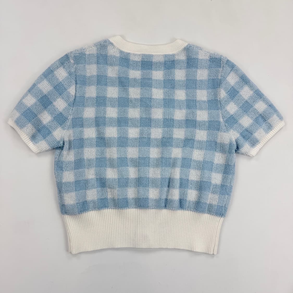 알렉산더왕 깅엄 체크 크롭 테리 니트 탑 상품이미지5