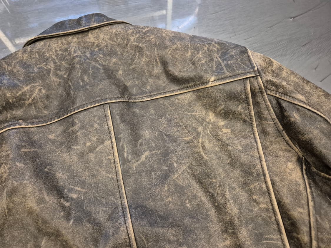 90s Henry Maddock hard faded 레더 자켓 상품이미지5