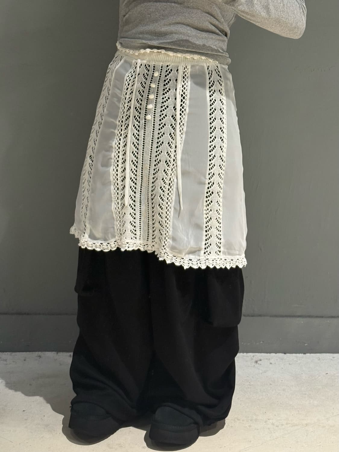 crochet layered button point midi skirt 상품이미지1