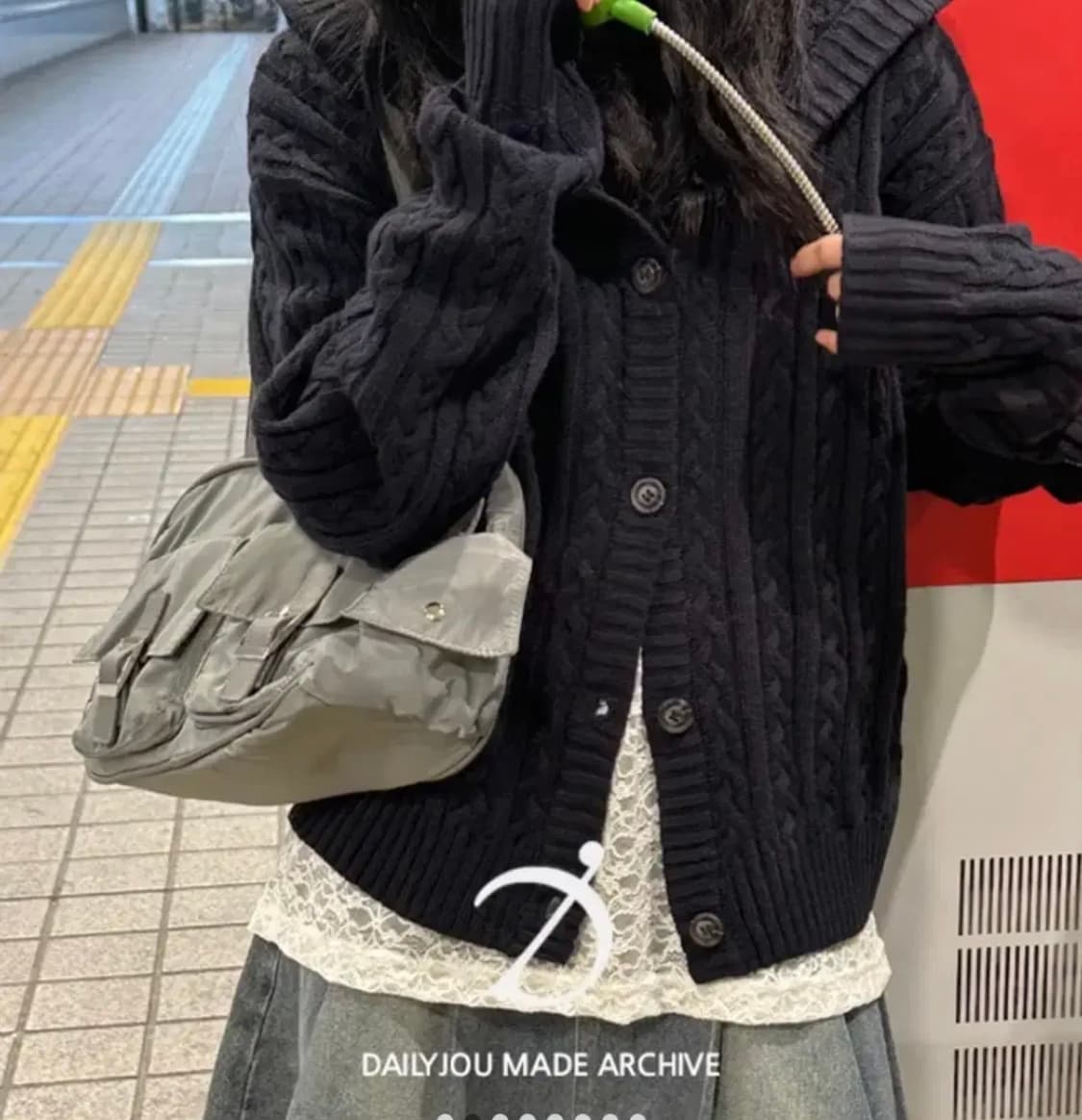 데일리쥬 러키슨 꽈배기 후드 가디건 상품이미지2