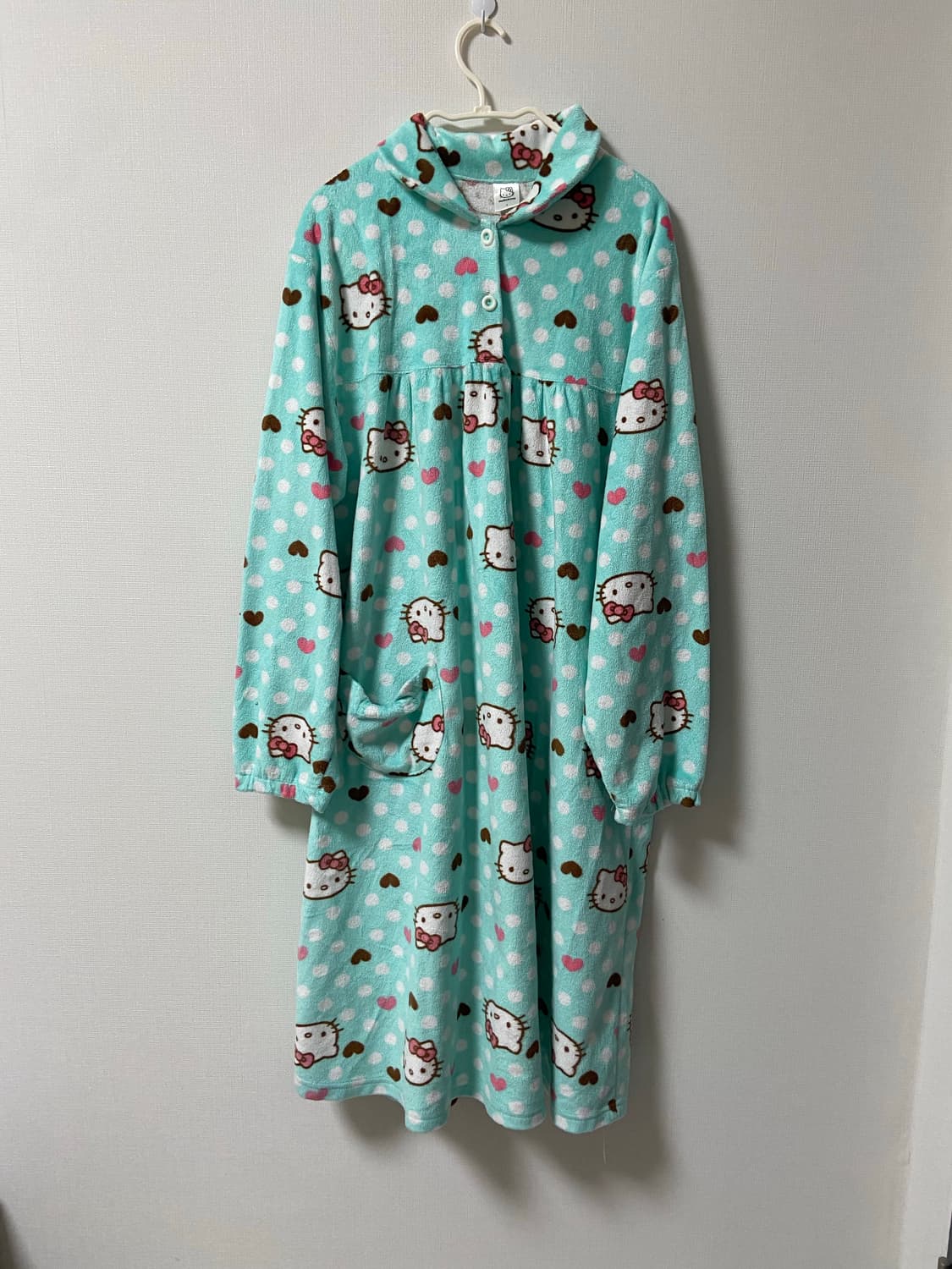 빈티지 2013 산리오헬로키티 수면잠옷 민트초코 도트 원피스 라떼히메갸루 상품이미지1