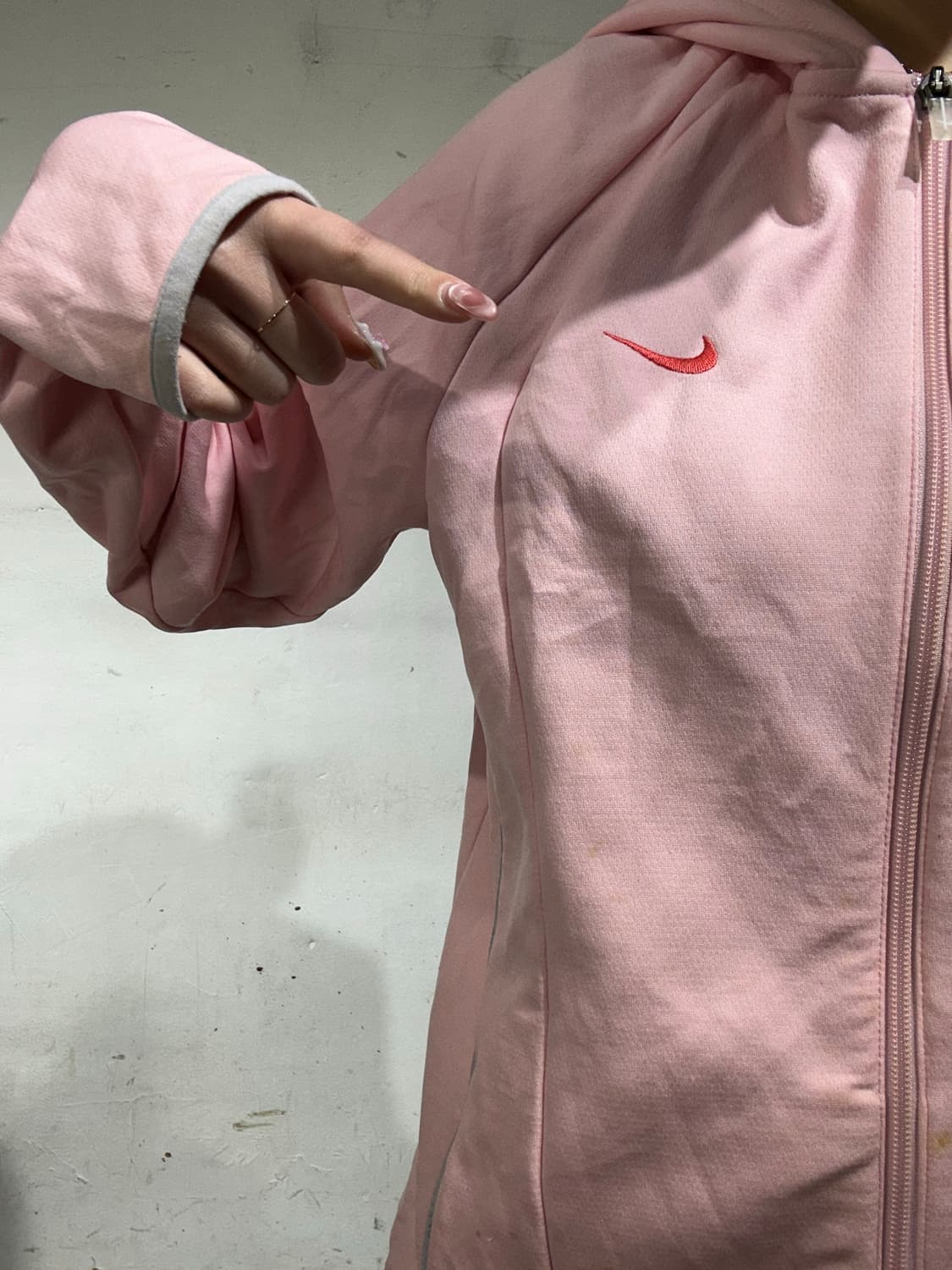 나이키 딸기우유 핑크 로고 후드집업 져지 XL 상품이미지4