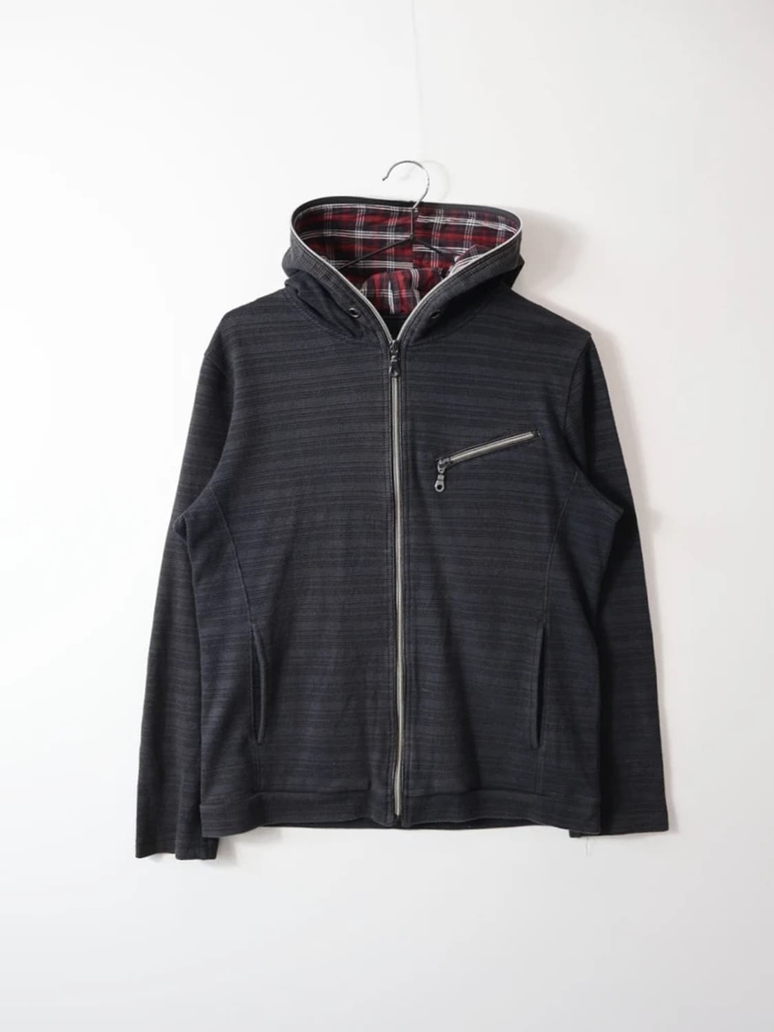 PLUS ONE Plaid Hood Zip Jacket 상품이미지3