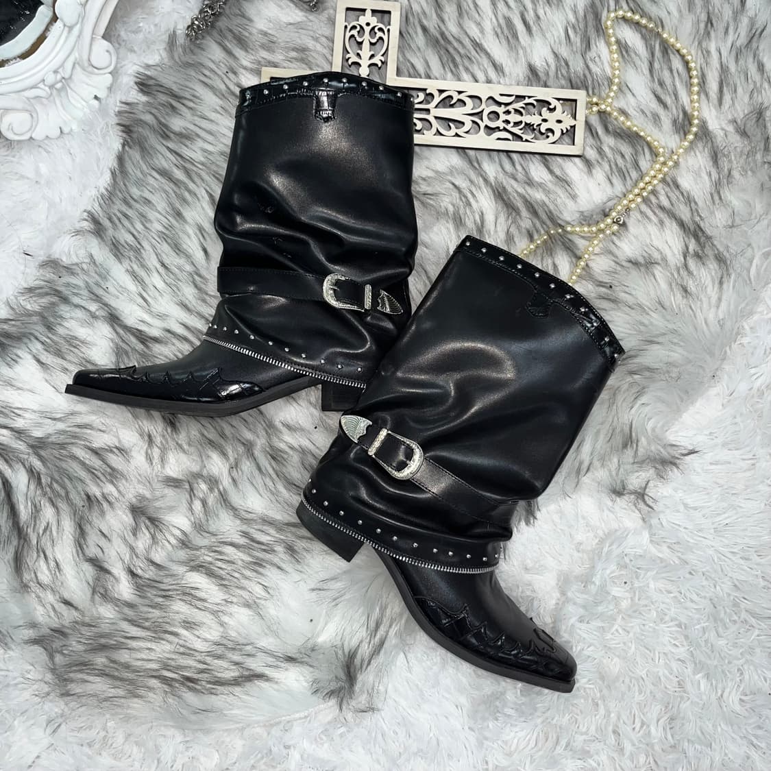 빈티지 앤틱 락시크 벨트 부츠 상품이미지1