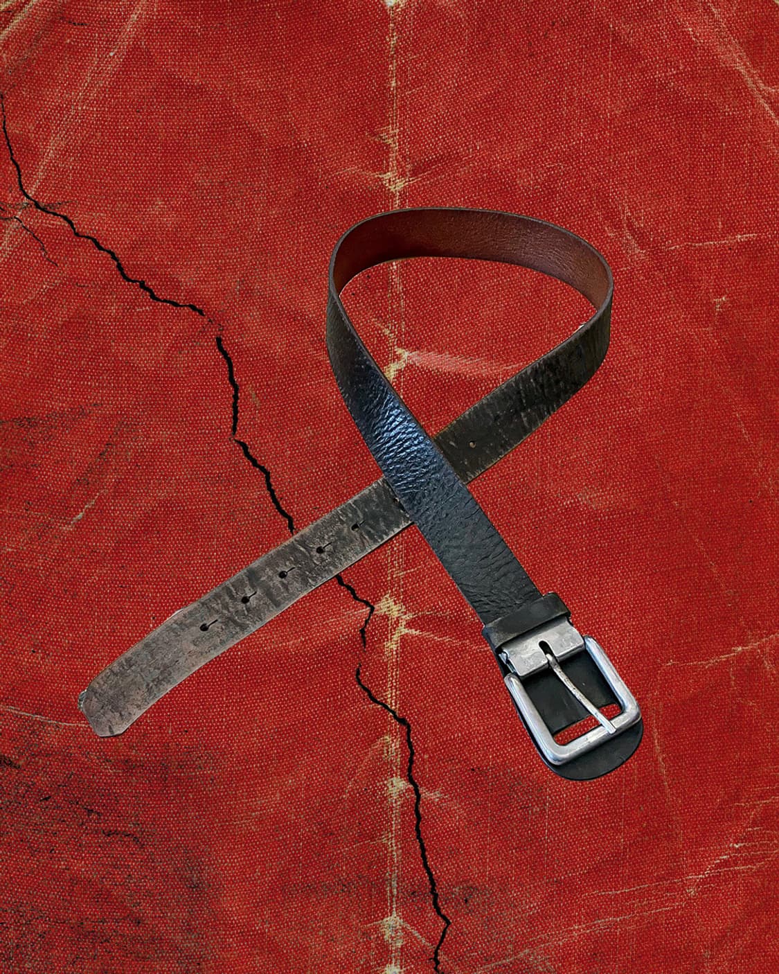 Japanese 레더 쉴드 버클 그라데이션 워싱 벨트 상품이미지1