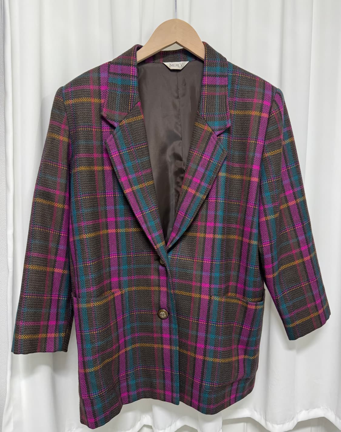 일본 빈티지 체크 블레이저 자켓 상품이미지2