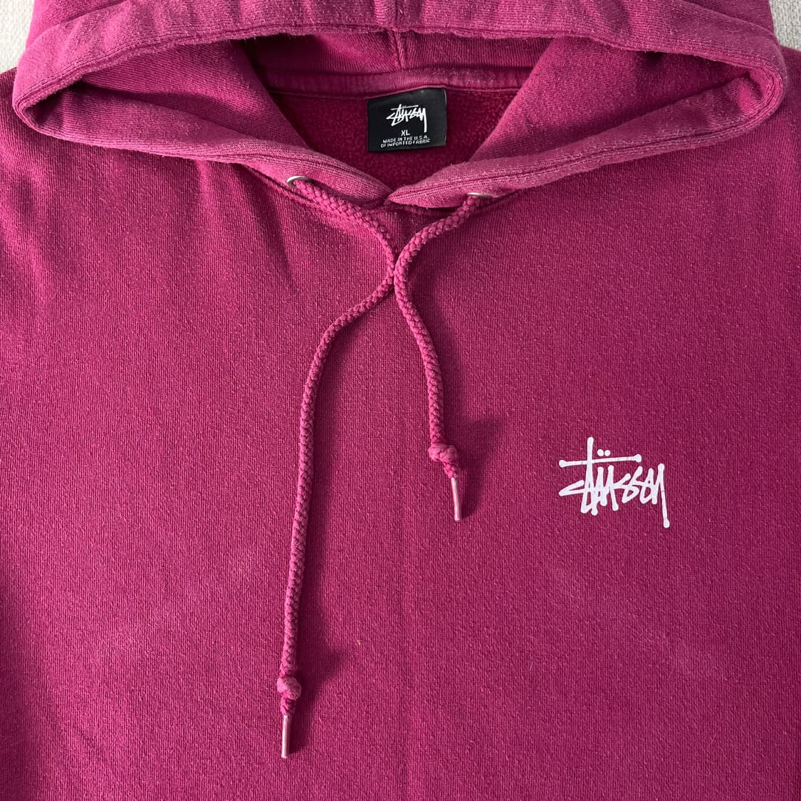 105 스투시 베이직로고 핑크 후드티 상품이미지3