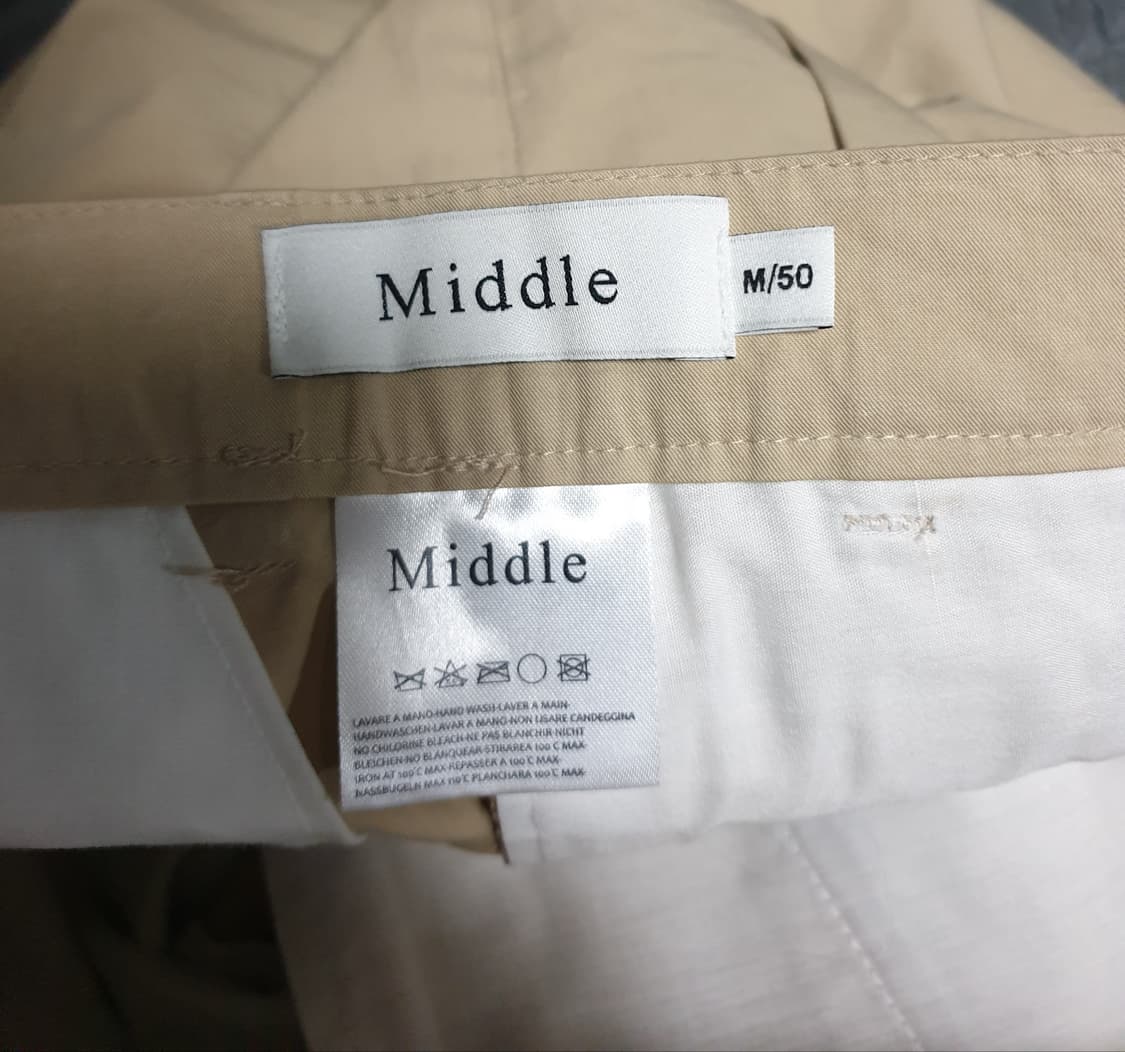 MIDDLE 투턱 와이드 팬츠 베이지 (M) 상품이미지4