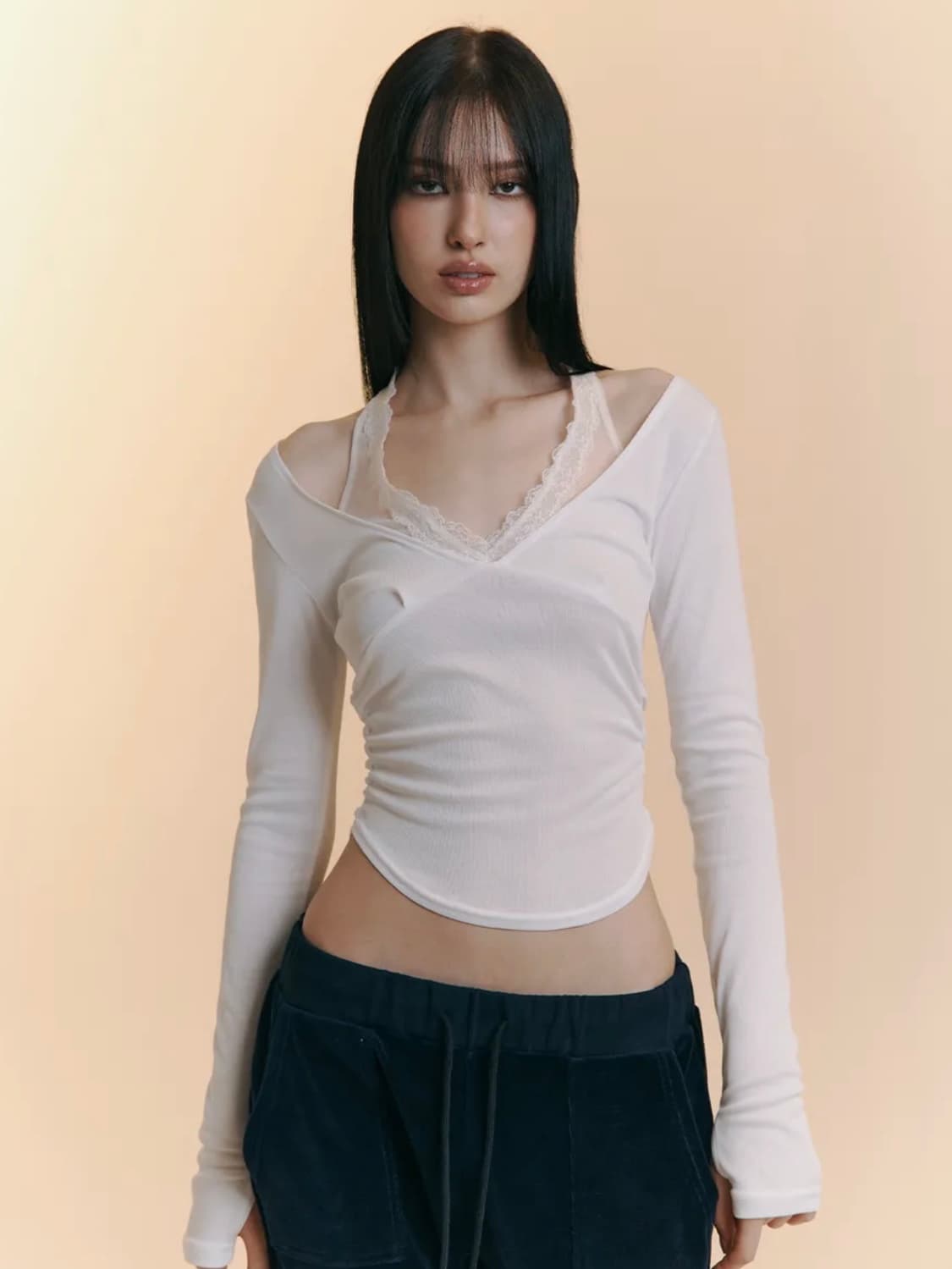 플리즈노팔로우 레이스 홀터 롱슬리브 새상품 상품이미지1