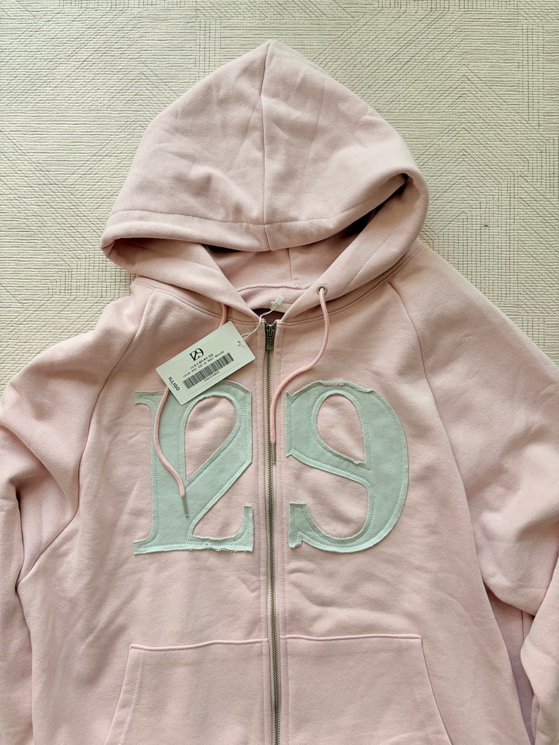 일리고 로고패치 후드 집업 라이트핑크 상품이미지3