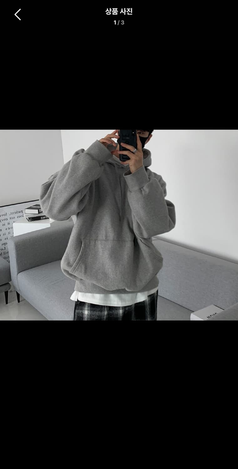 Free / 그레이 ) 데일리 오버핏 기모 후드티셔츠 상품이미지1