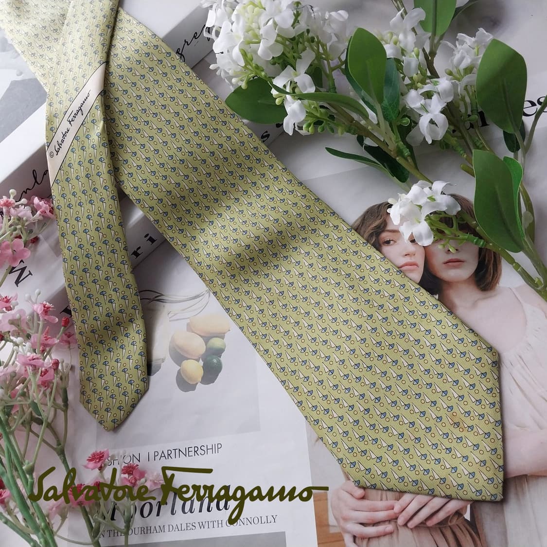 살바토레 페라가모 요트 모티브 넥타이 9.4cm A~B등급 K2177 상품이미지2