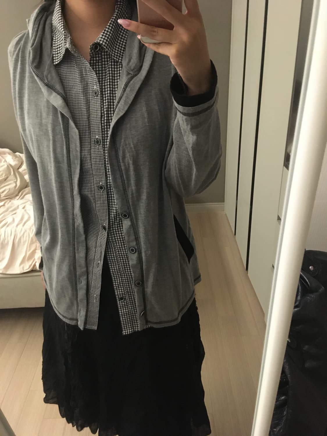 체크 셔츠 레이어드 가디건 상품이미지1