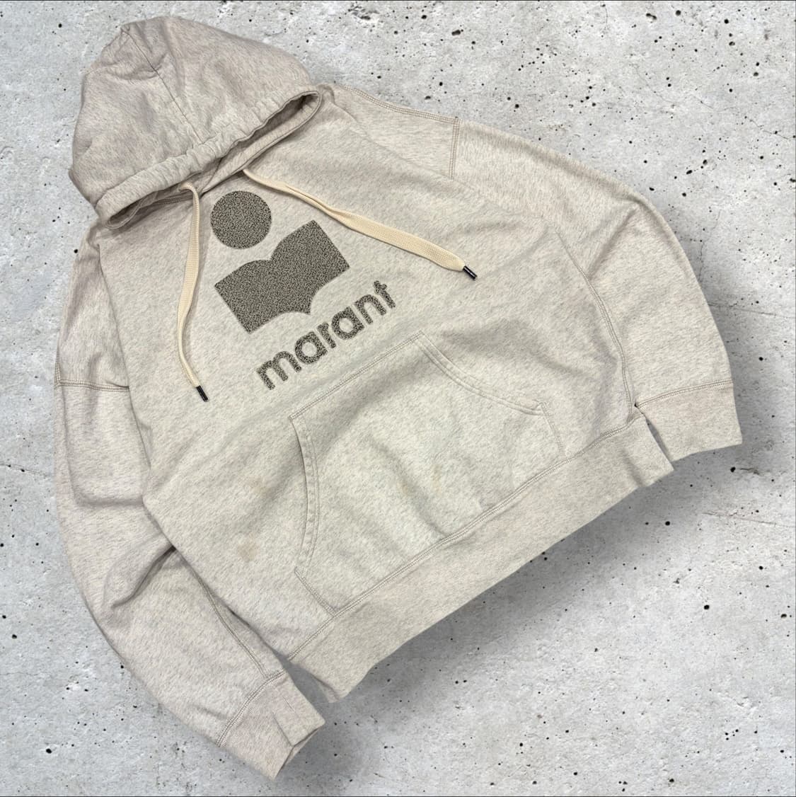 [38] 이자벨마랑 뽀글이 로고 후드티 오트밀 그레이 C379 상품이미지1