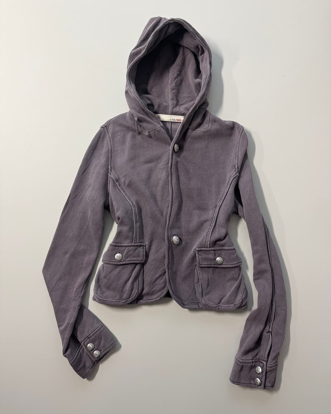 워싱 후디드 버튼 디테일 자켓 상품이미지1