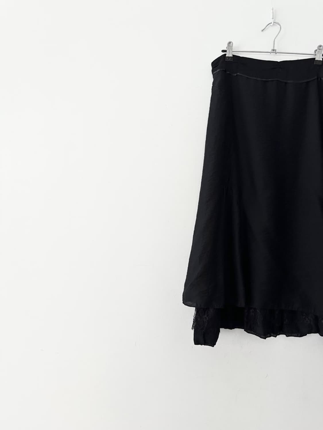shirring lace mix skirt / black 상품이미지2