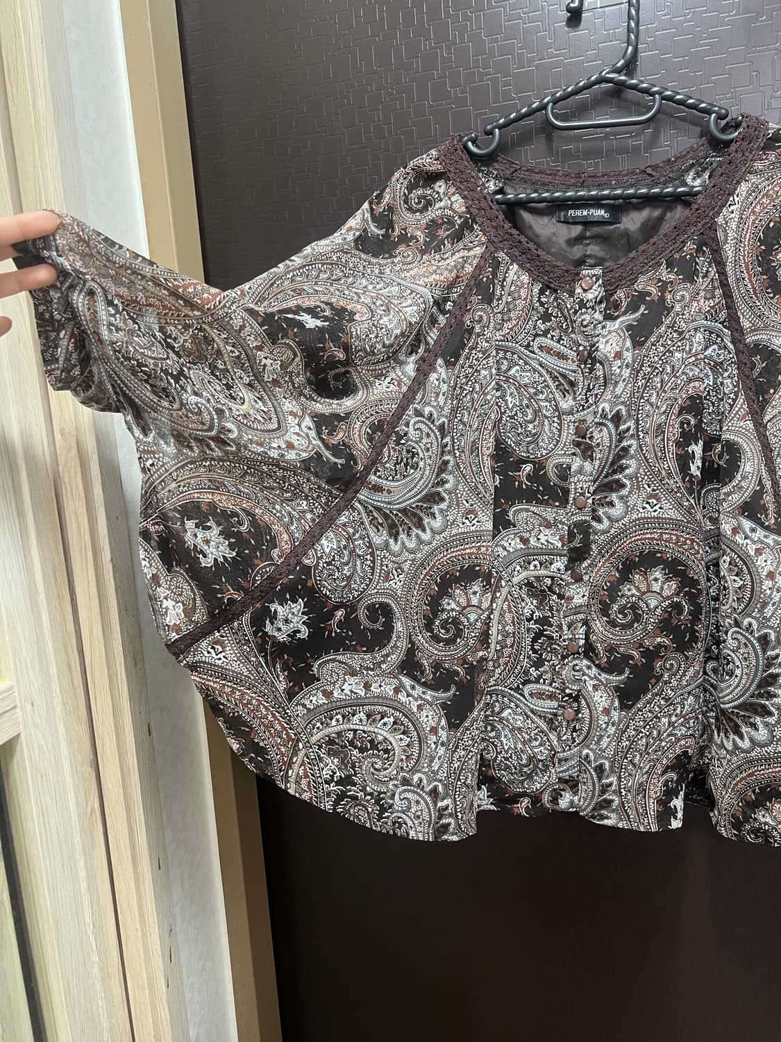 빈티지 브라운 페이즐리 블라우스 free 상품이미지3