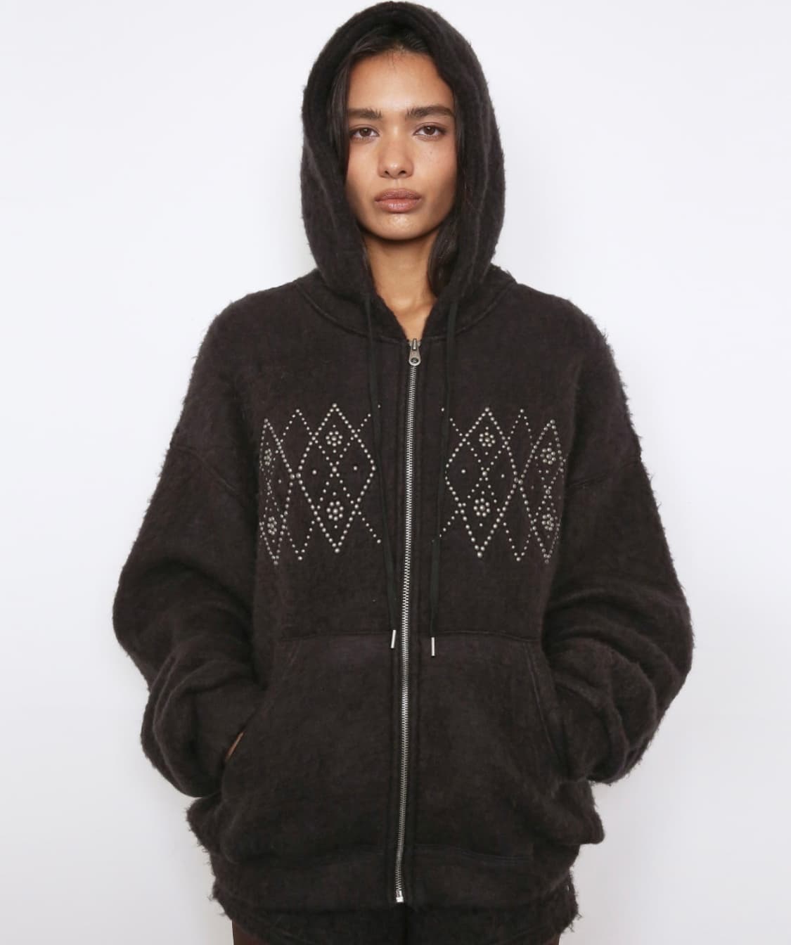 폴리수엠 플러피 후드집업 블랙 상품이미지3