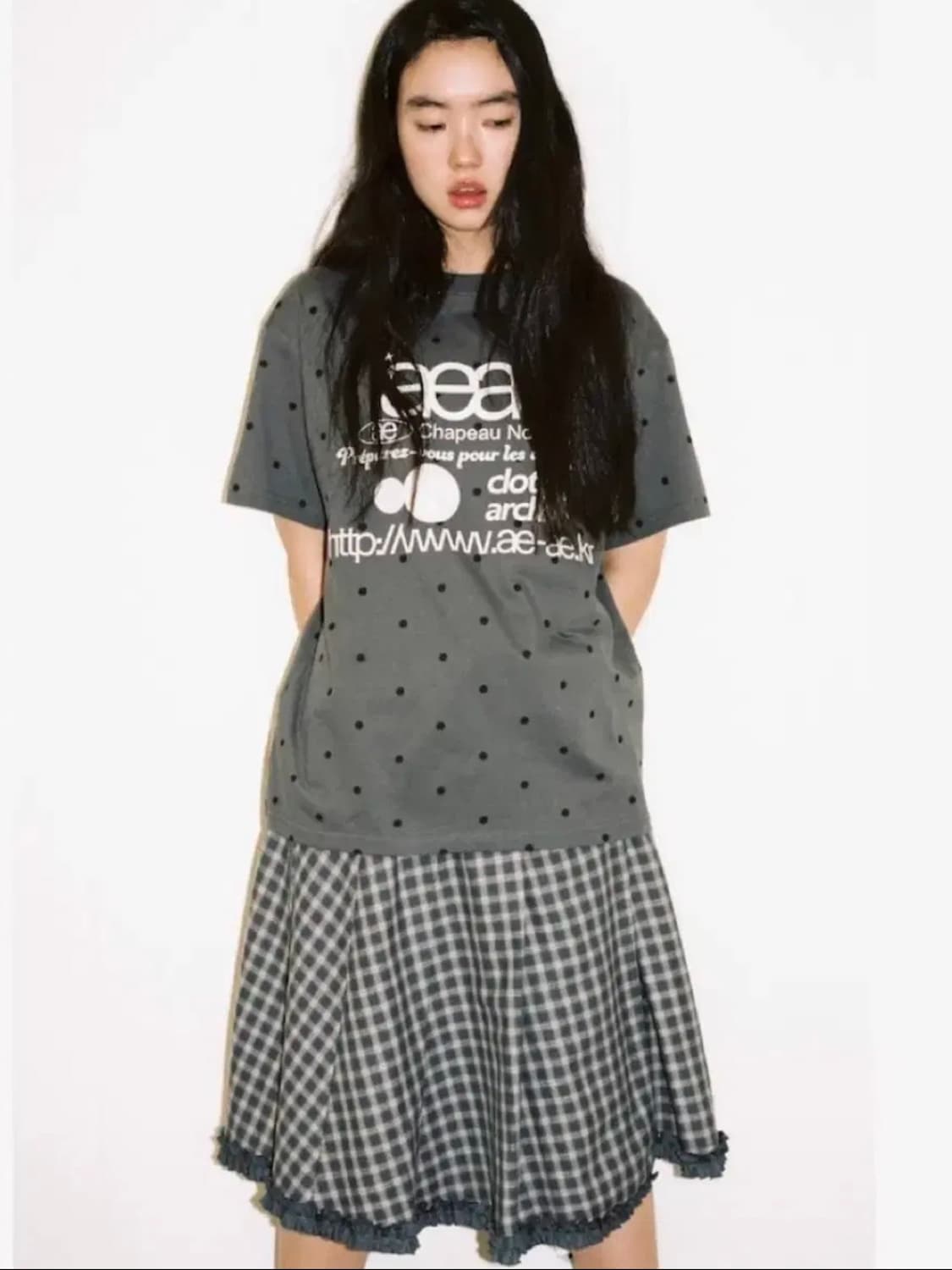 Aeae 체크 랩 스커트 상품이미지1