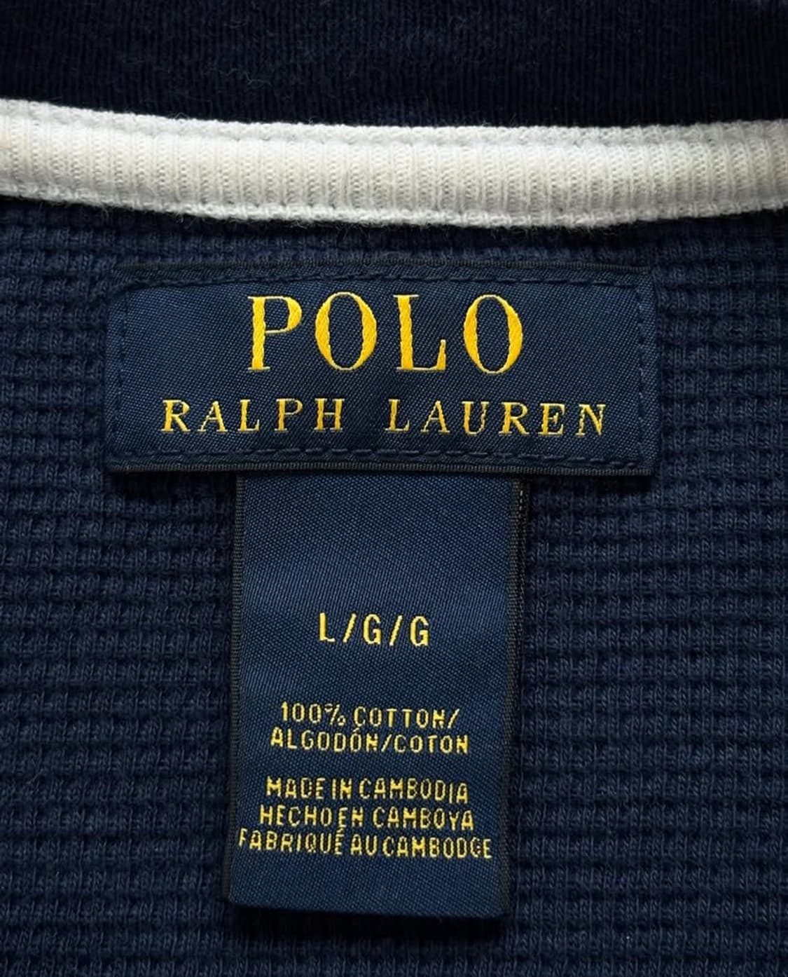 Polo 폴로 랄프로렌 신형라벨 네이비 와플 롱슬리브  상품이미지4