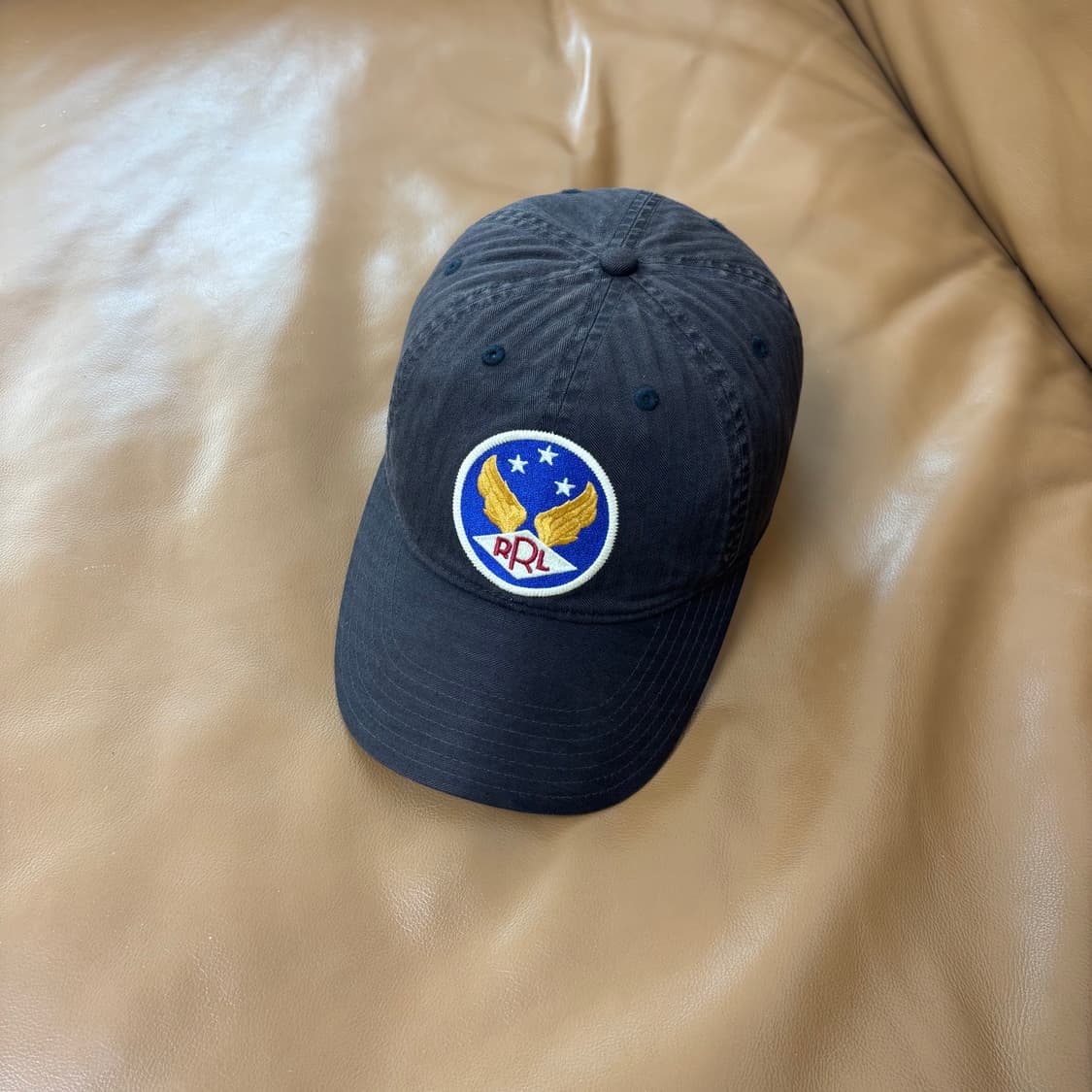 RRL 더블알엘 랄프로렌 폴로 윙로고 6패널 볼캡 모자 워시드 블랙 상품이미지1