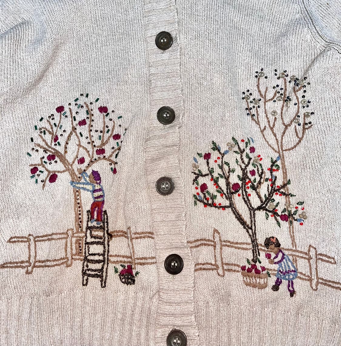 베이지 자수 모리 가디건 라떼갸루 히메갸루 오네갸루 카모메산장 코코모리 상품이미지2