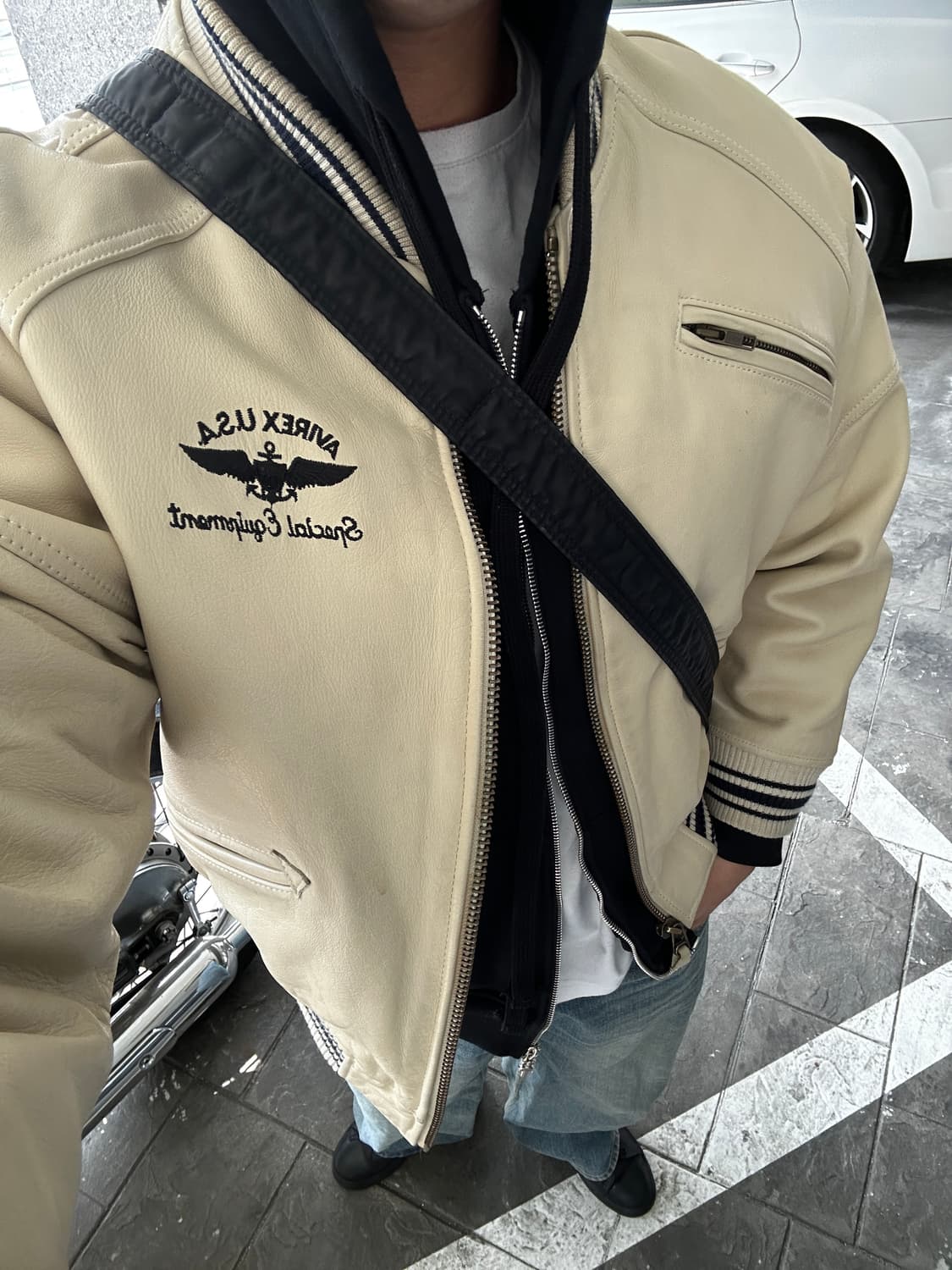 00‘s Avirex 아비렉스 레더 바시티 자켓  상품이미지3