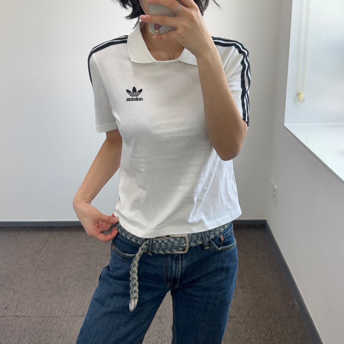 Adidas 아디다스 파이어로고 트랙탑 화이트 카라 반팔  상품이미지1