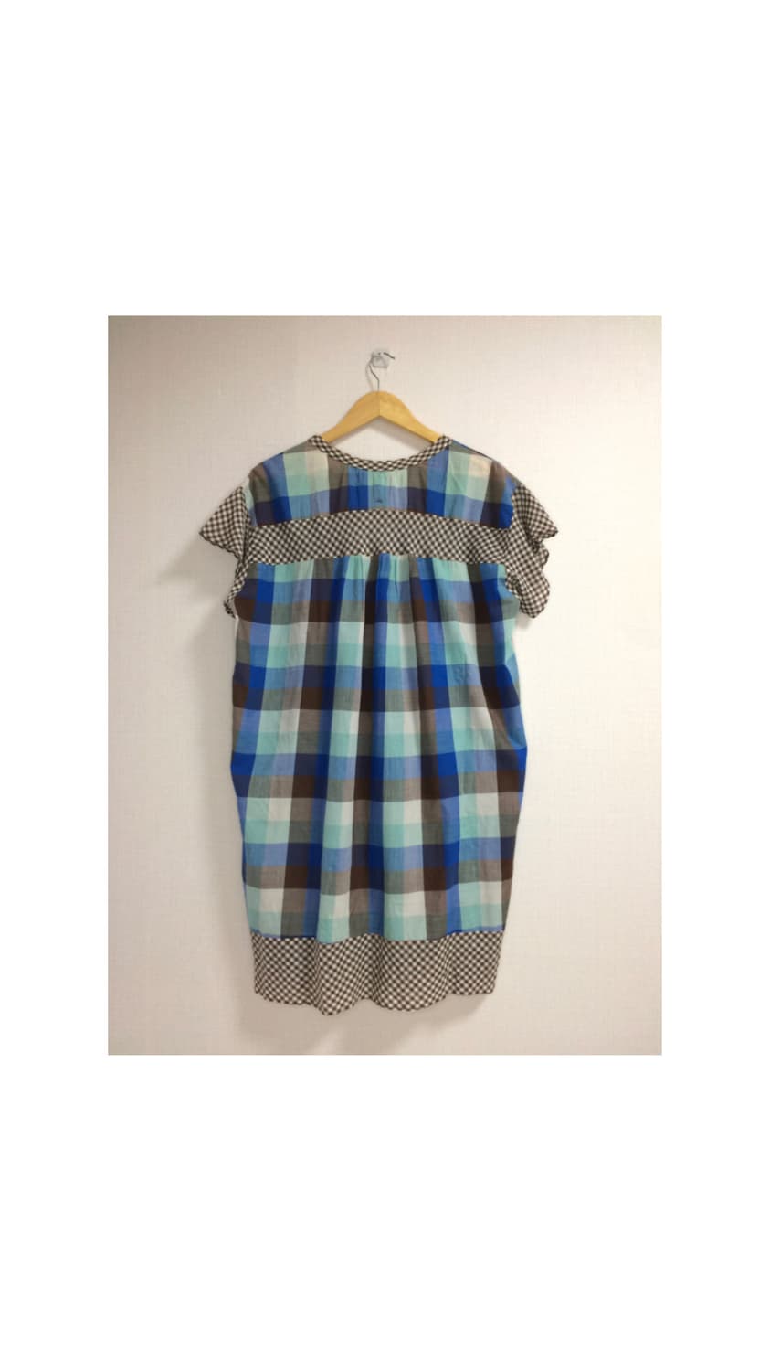 frapbois 블루 브라운 체크 튜닉 원피스 상품이미지4