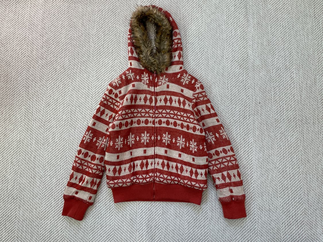 빈티지 노르딕 코위찬 퍼트리밍 후드집업  J04150 상품이미지4