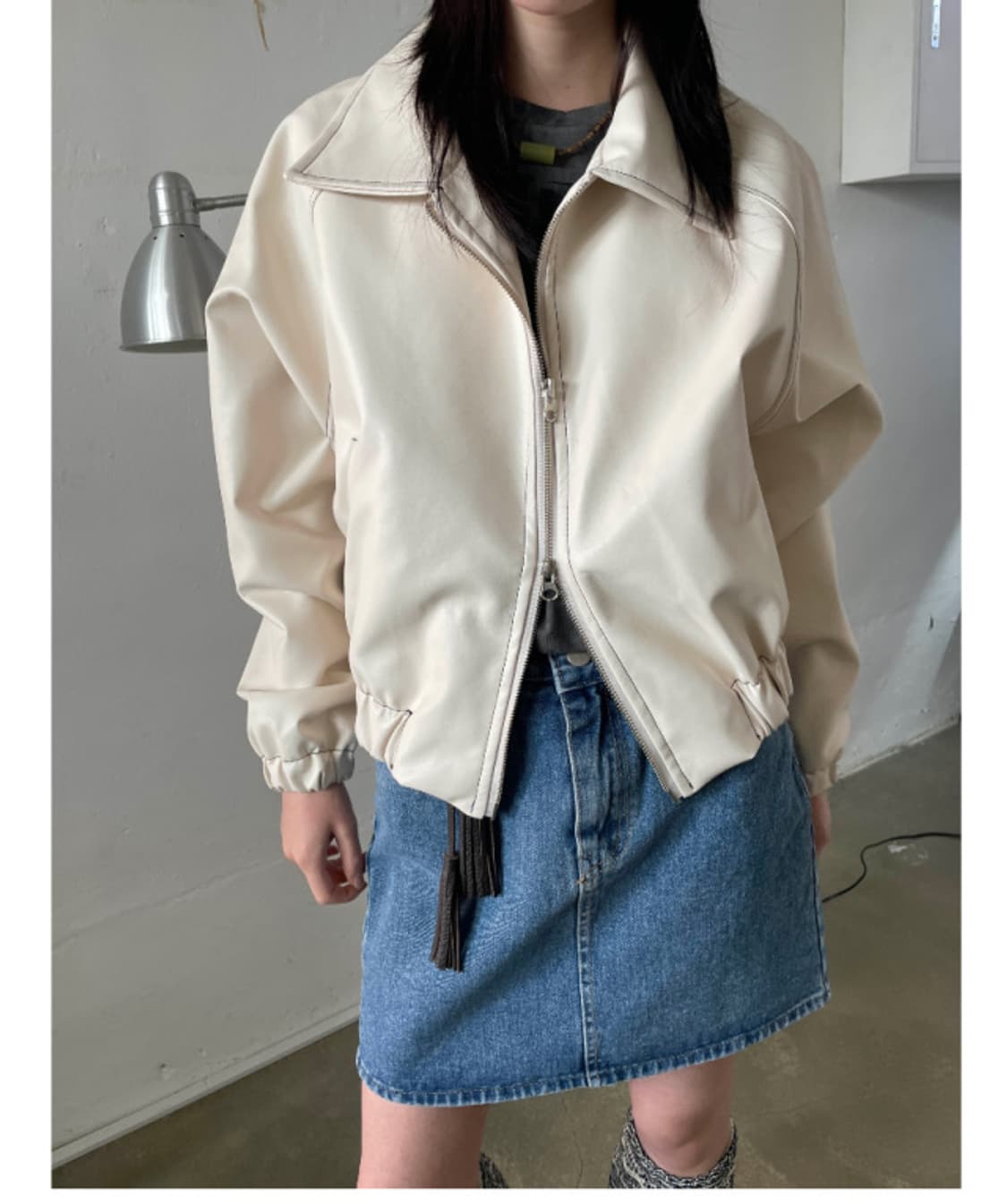 새상품) 김아홉 9.HOPE 스티치 레더 자켓 상품이미지7