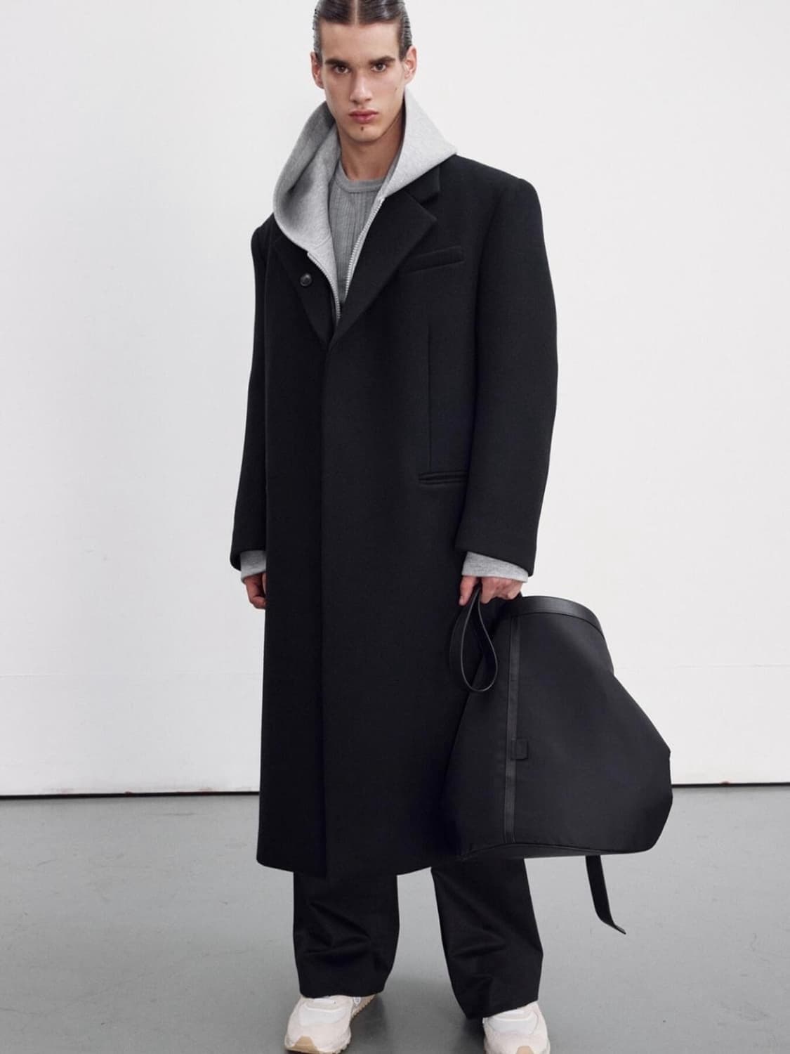 [M] 렉토 울 블렌드 헤비 오버사이즈 싱글 코트 블랙 상품이미지1