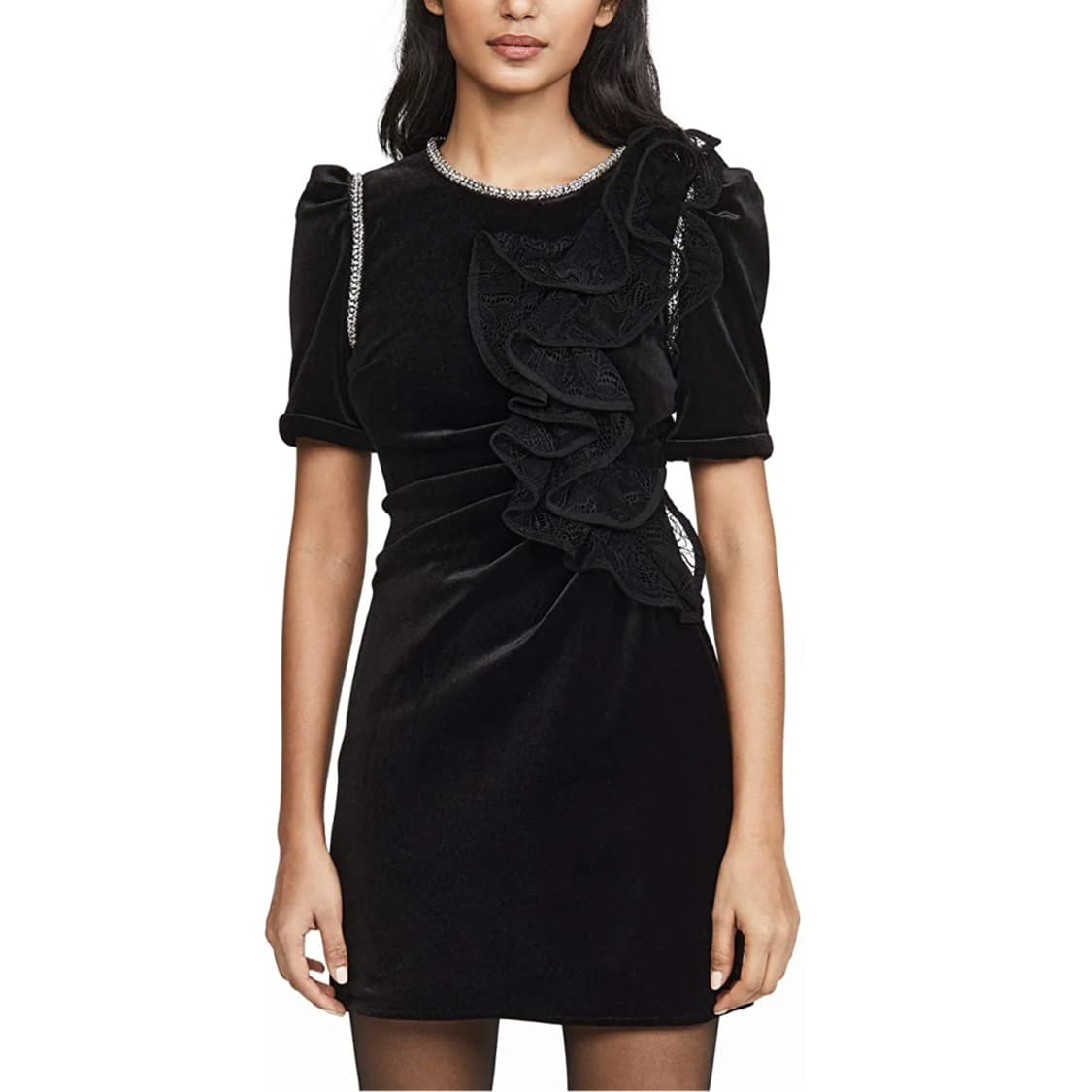 셀프포트레이트 벨벳 러플 원피스 상품이미지1