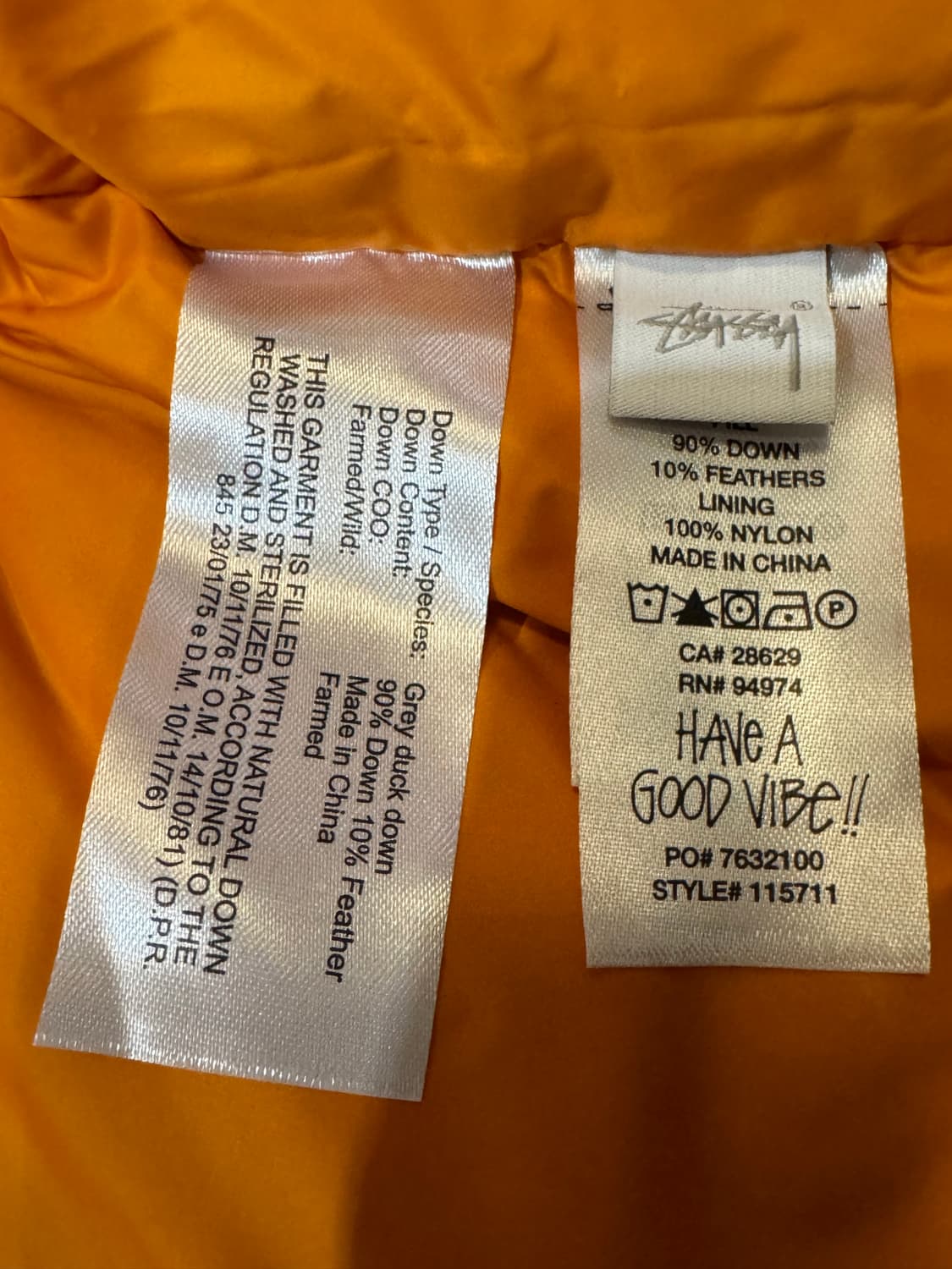 [M] 스투시 다운 퍼퍼 나일론 오렌지 상품이미지9