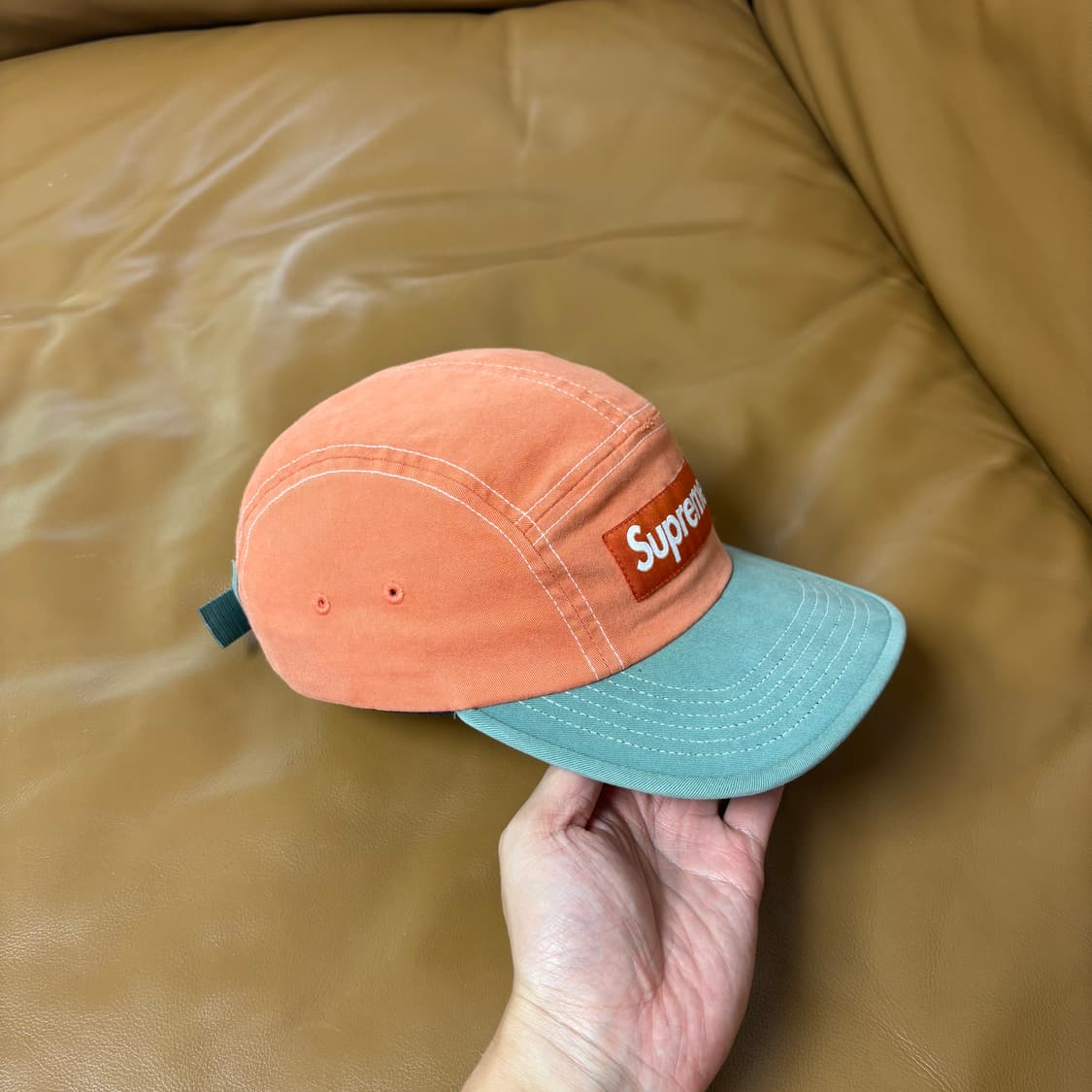 Supreme 슈프림 22ss 투톤 트윌 오렌지 모스그린 캠프캡 모자 상품이미지4