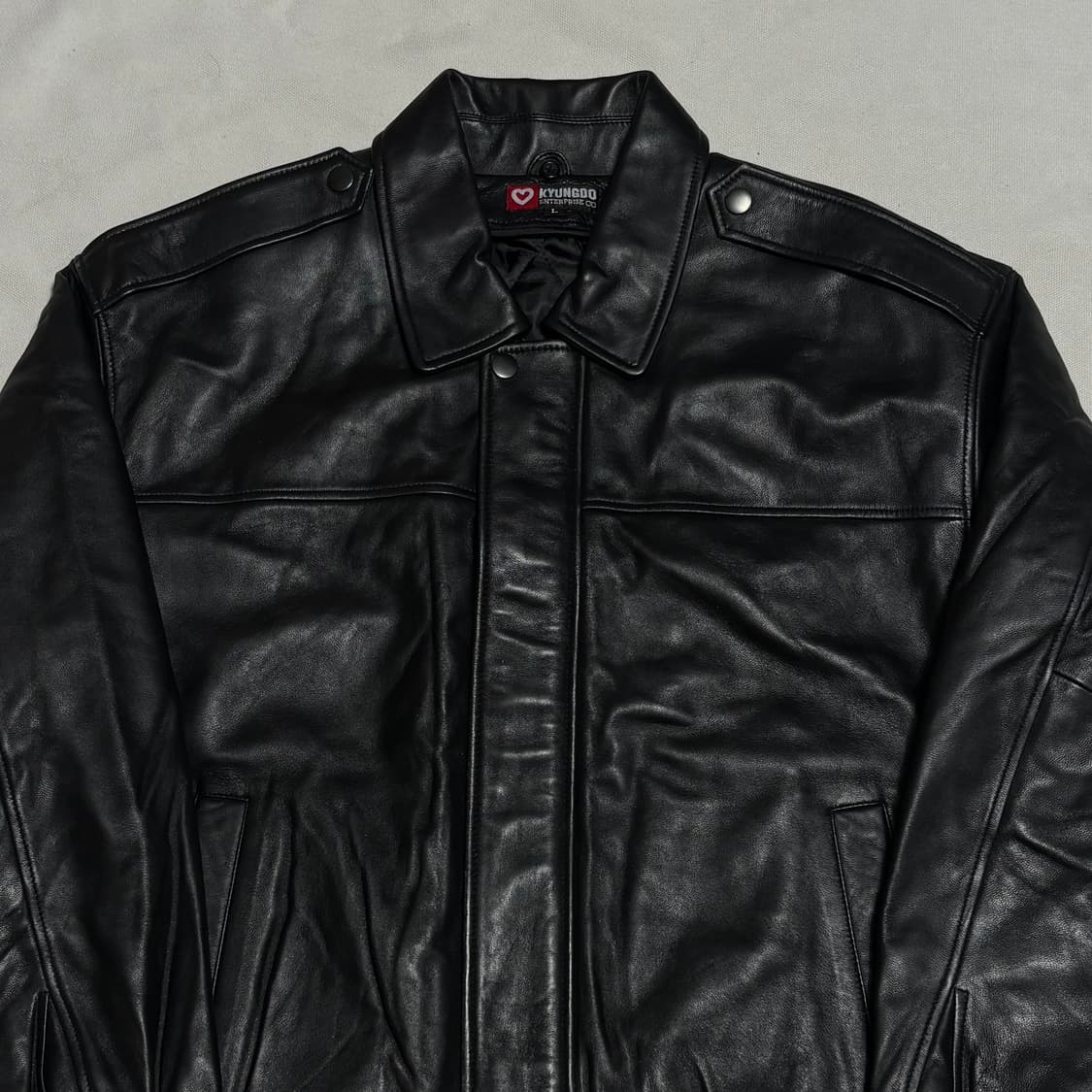 L vtg 빈티지 소가죽 레더 항공 점퍼 상품이미지1