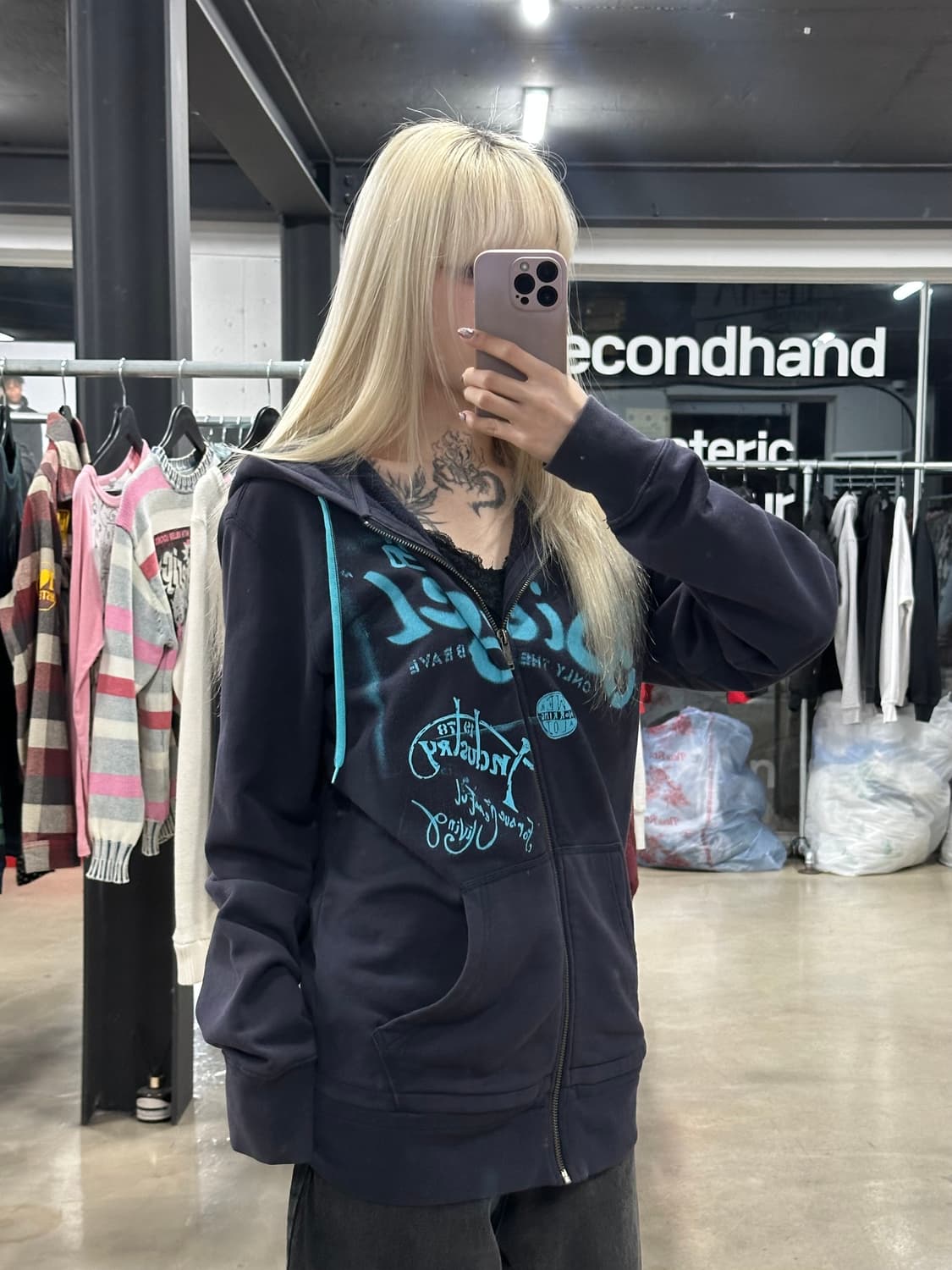 디젤 프린팅 코튼 후드 집업 상품이미지1