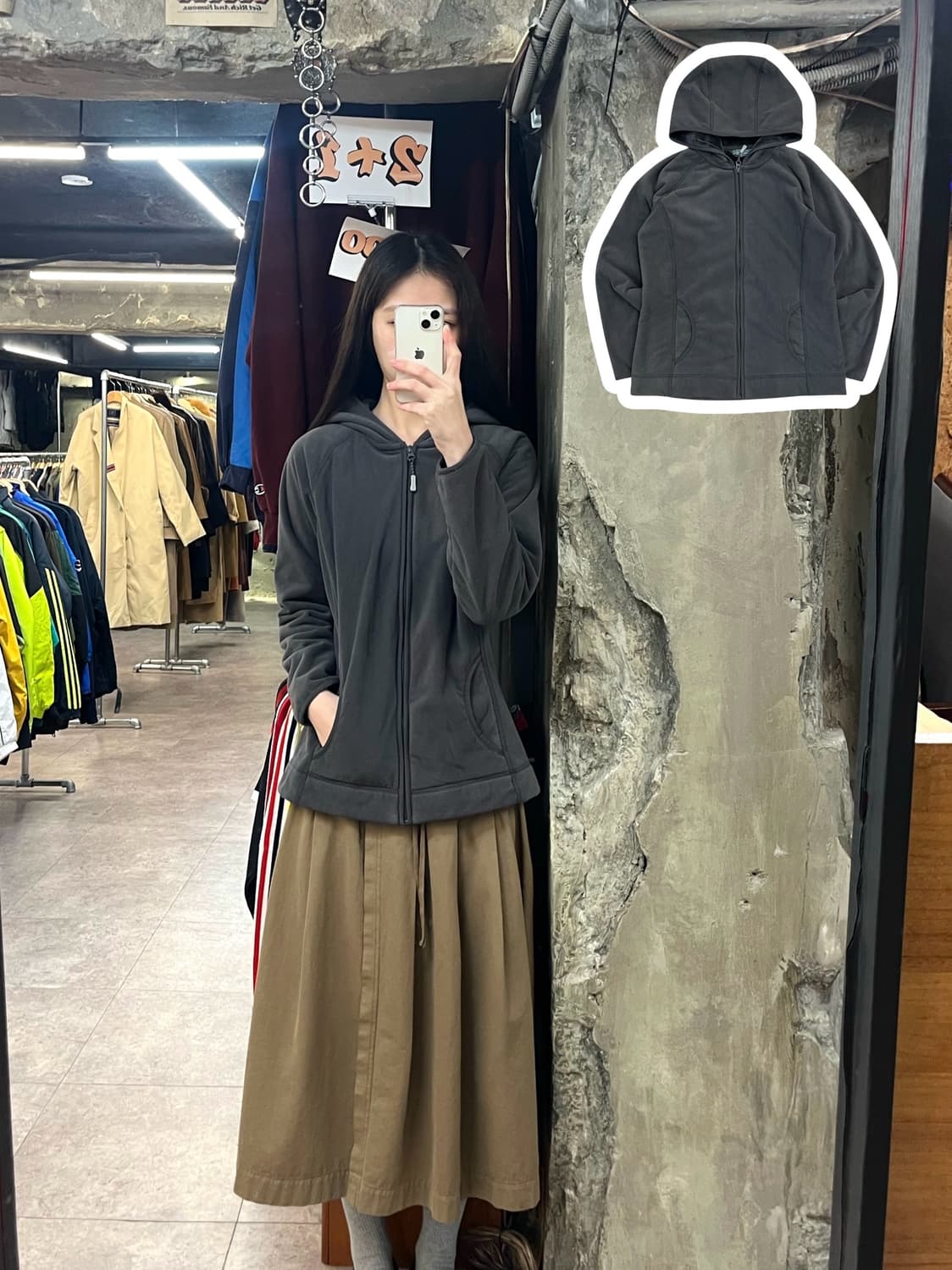 에디바우어 후드 플리스 자켓 차콜 #csz3515 상품이미지1