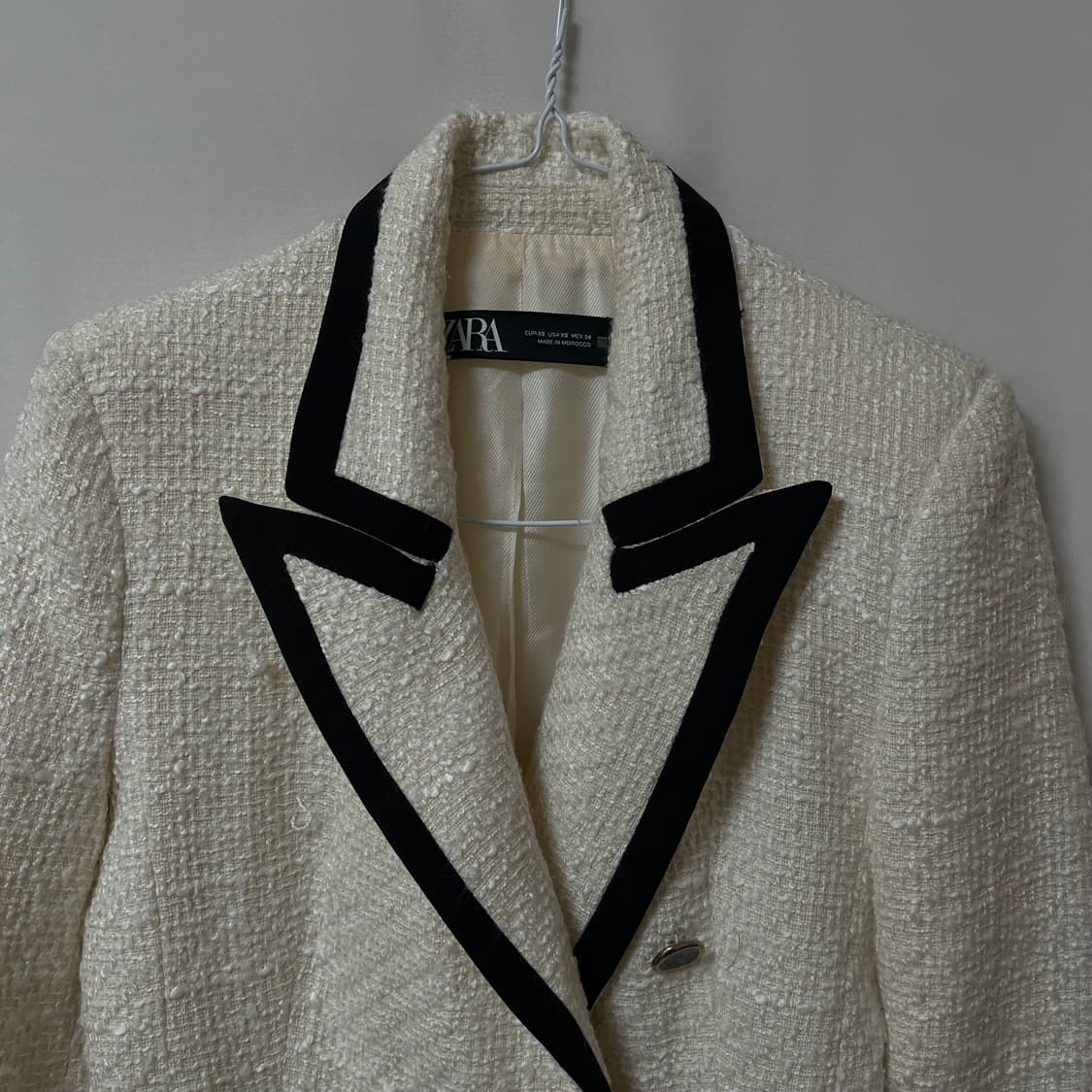자라 화이트 더블 브레스티드 트위드 자켓 XS/85 상품이미지2