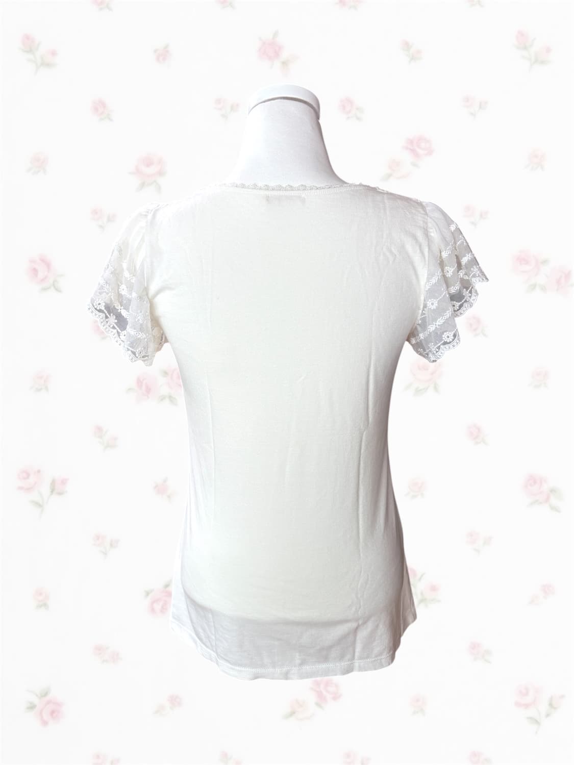 L‘est Rose 아이보리 레이스 셔링 탑 상품이미지2