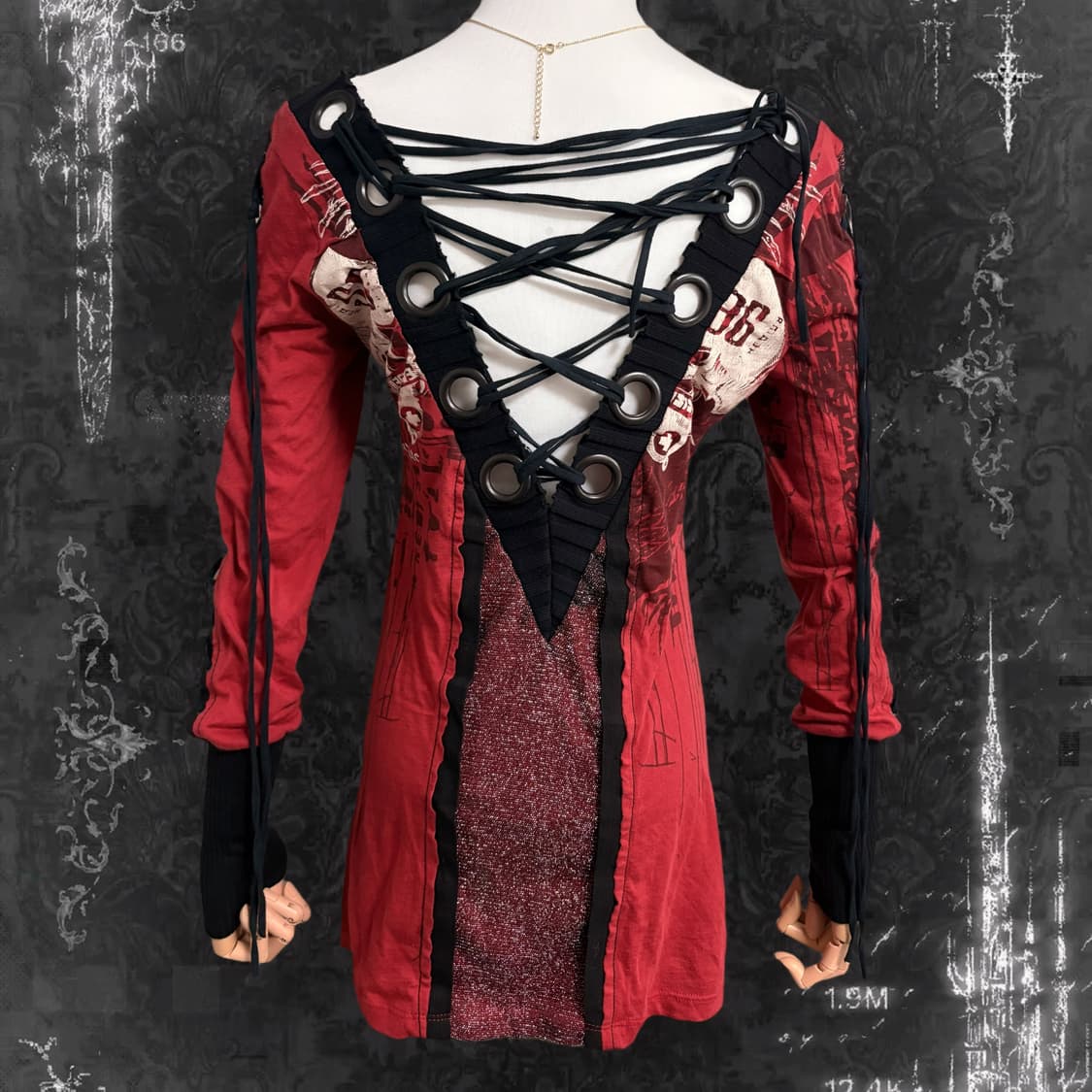 Salvage red punk cubic layered one-piece 상품이미지3