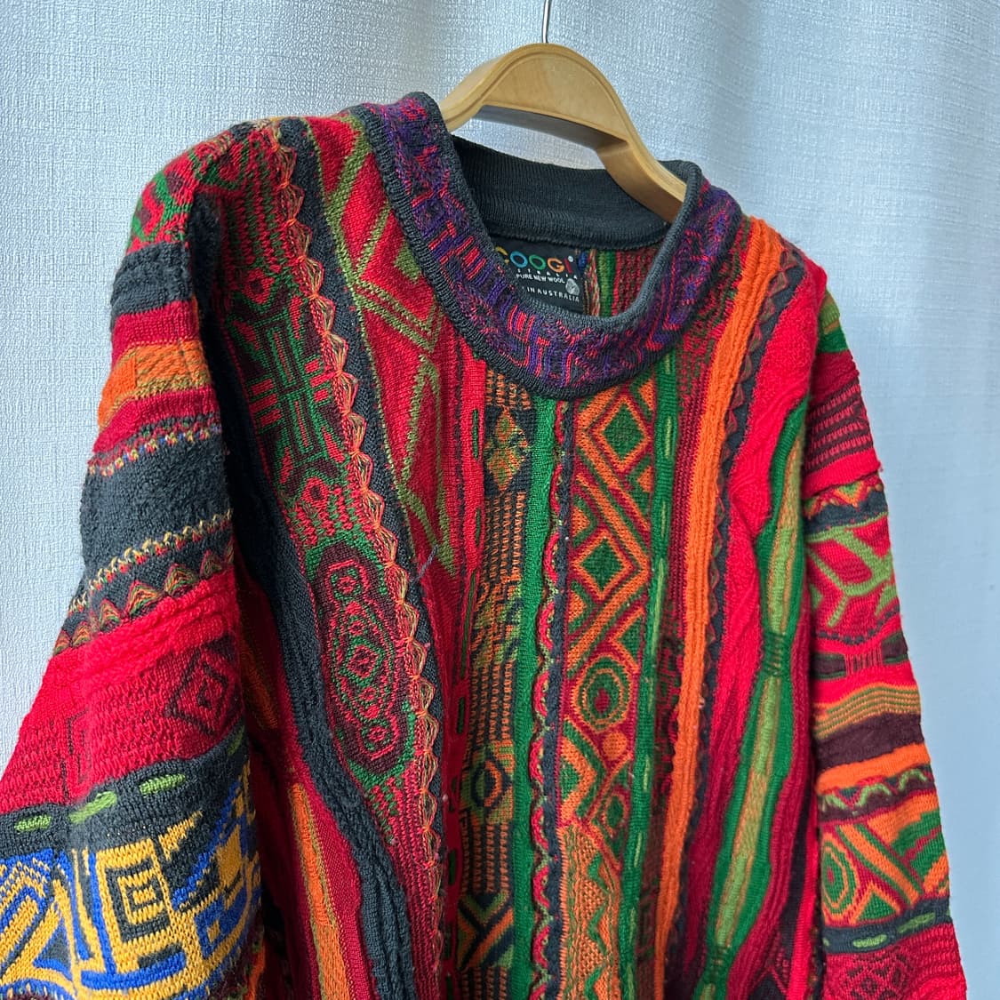 쿠지 COOGI 퓨어 뉴 울 에스닉 패턴 니트 M 상품이미지5