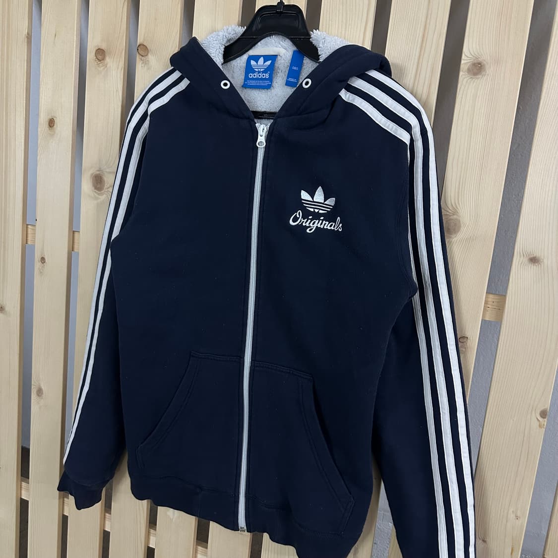 (S) 아디다스 네이비 쉐르파 양털 후드집업 상품이미지2