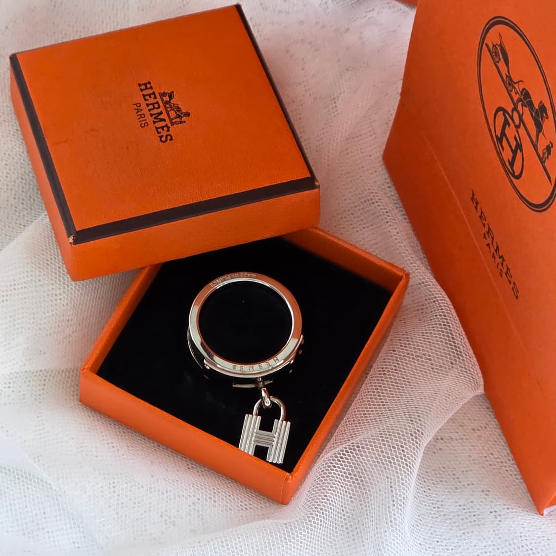 에르메스 은장 켈리 스카프링 리자드 레더 상품이미지4