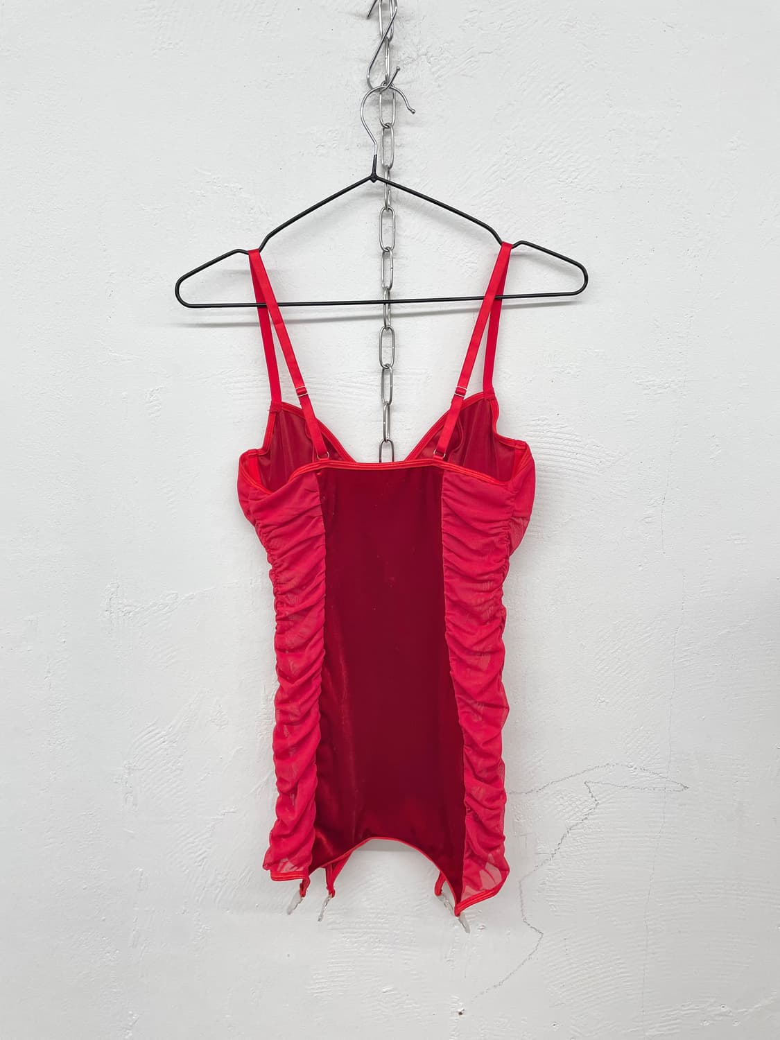 레드 셔링 벨벳 원피스 상품이미지6