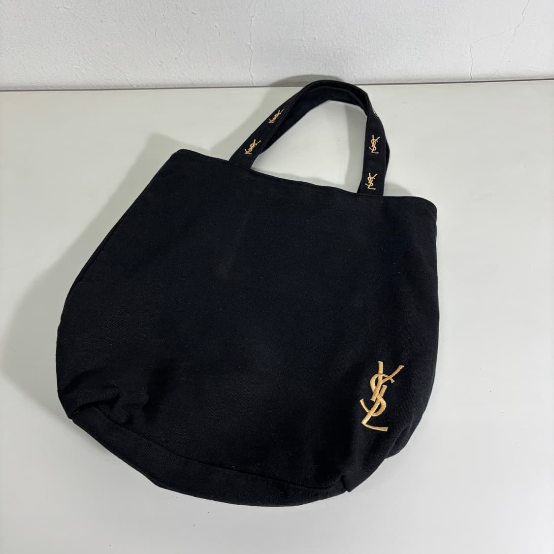 OS 빈티지 입생로랑 YSL 블랙 코튼 도트백 상품이미지1